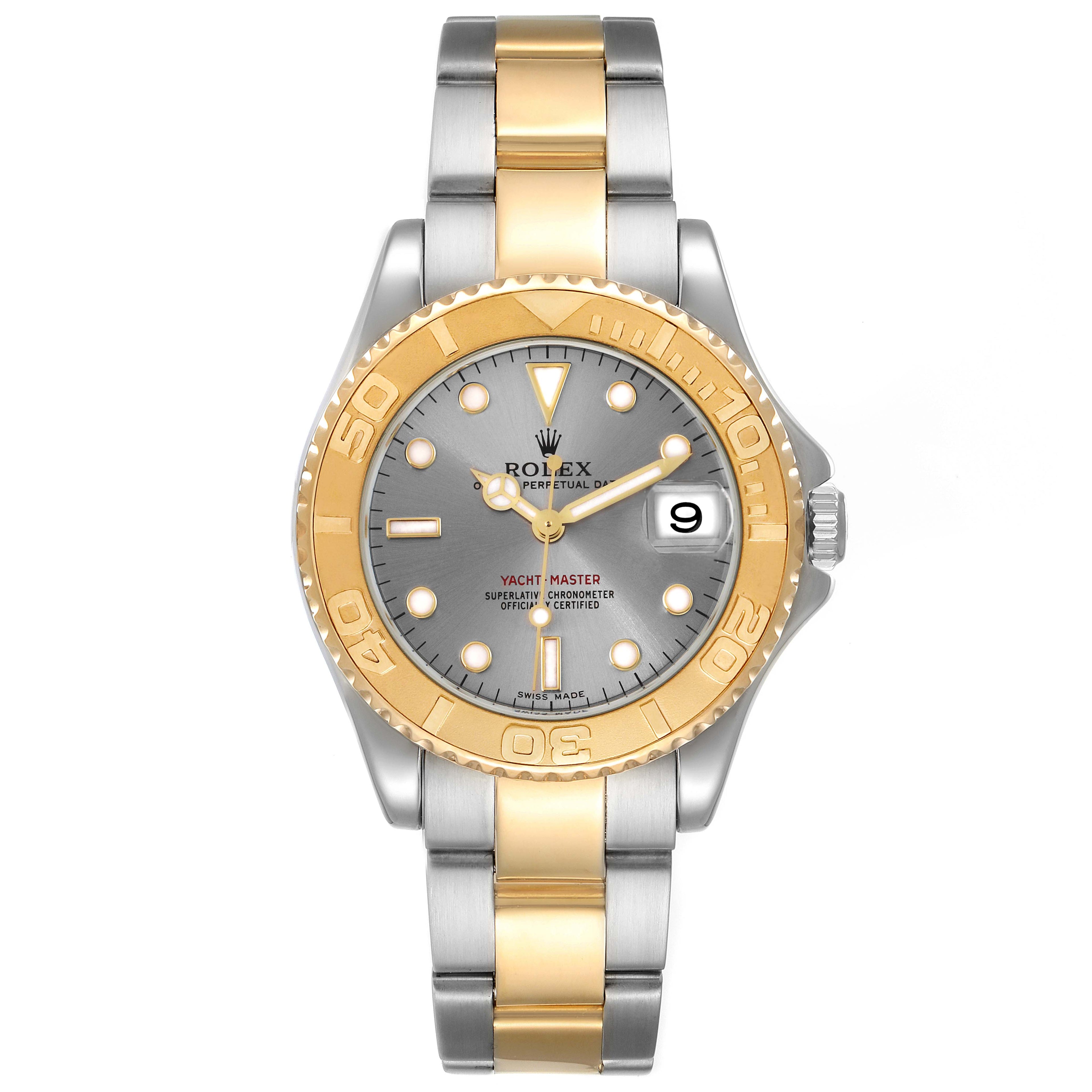 Rolex Yachtmaster 35 Midsize Steel Yellow Gold Watch 168623 Box Papers