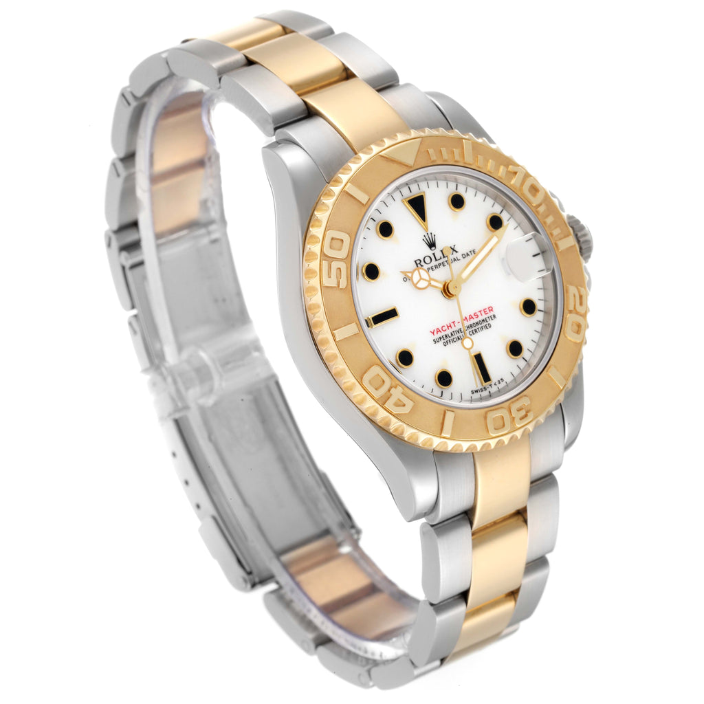 Rolex Yachtmaster 35 Midsize Steel Yellow Gold White Dial Mens Watch 68623