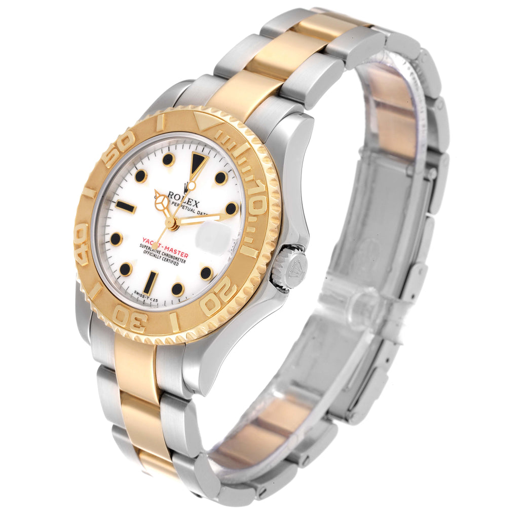 Rolex Yachtmaster 35 Midsize Steel Yellow Gold White Dial Mens Watch 68623