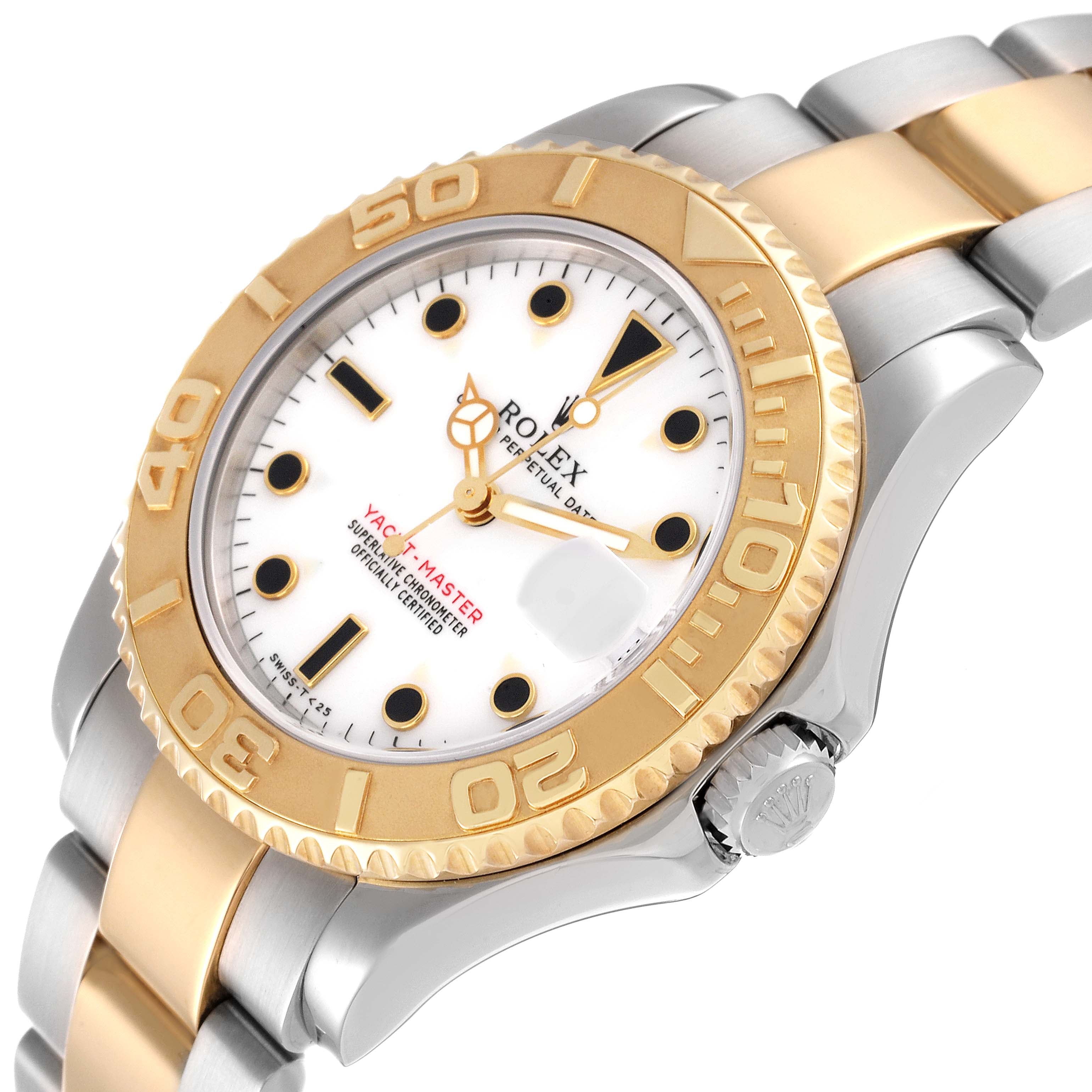 Rolex Yachtmaster 35 Midsize Steel Yellow Gold White Dial Mens Watch 68623