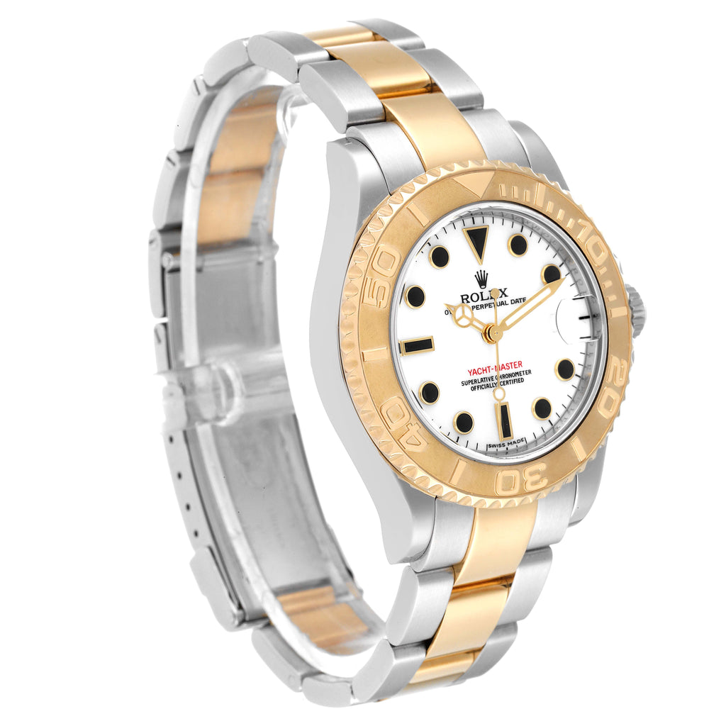 Rolex Yachtmaster 35 Midsize Steel Yellow Gold White Dial Watch 168623 Box Card