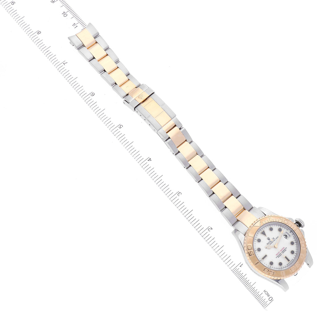 Rolex Yachtmaster 35 Midsize Steel Yellow Gold White Dial Watch 168623 Box Card