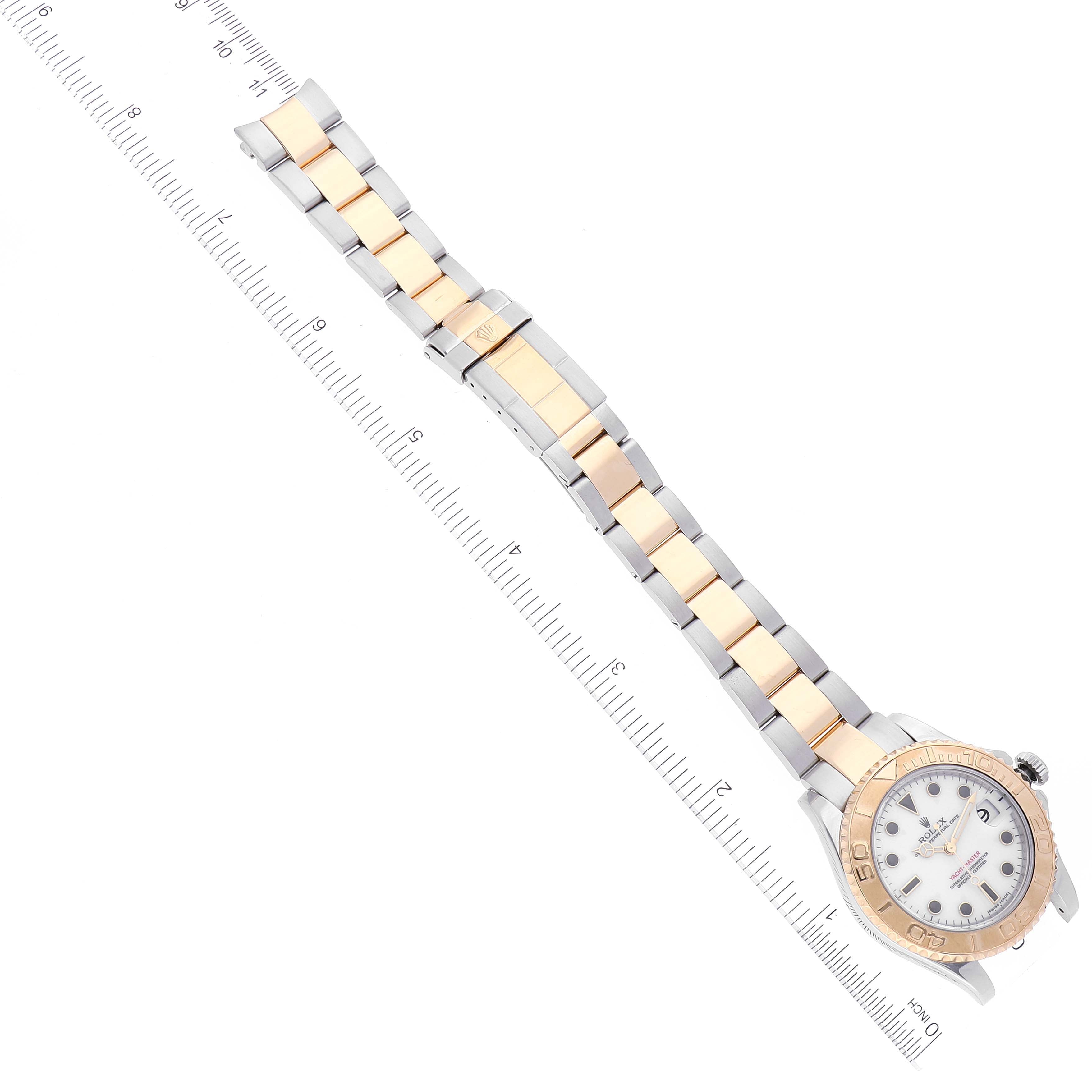 Rolex Yachtmaster 35 Midsize Steel Yellow Gold White Dial Watch 168623 Box Card