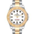 Rolex Yachtmaster 35 Midsize Steel Yellow Gold White Dial Watch 168623 Box Card