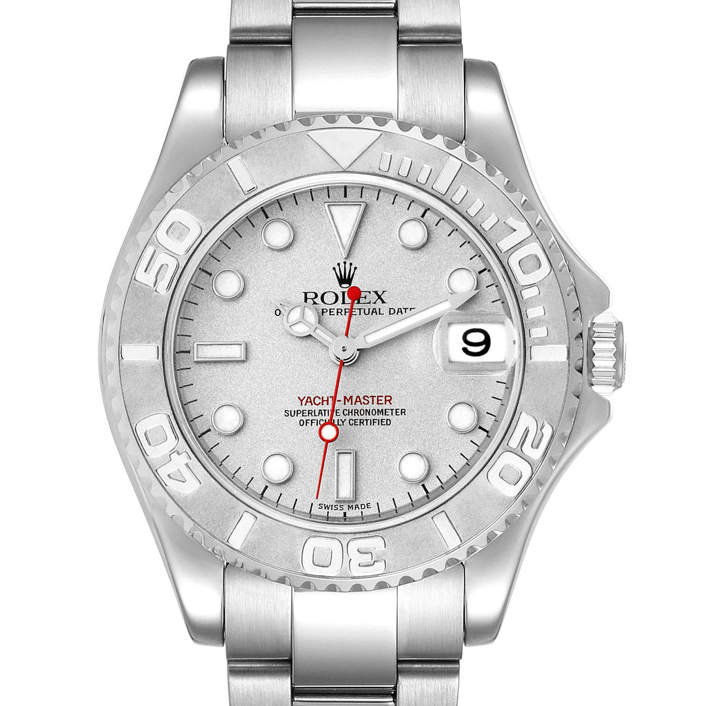 Rolex Yachtmaster 35mm Midsize Steel Platinum Mens Watch 168622