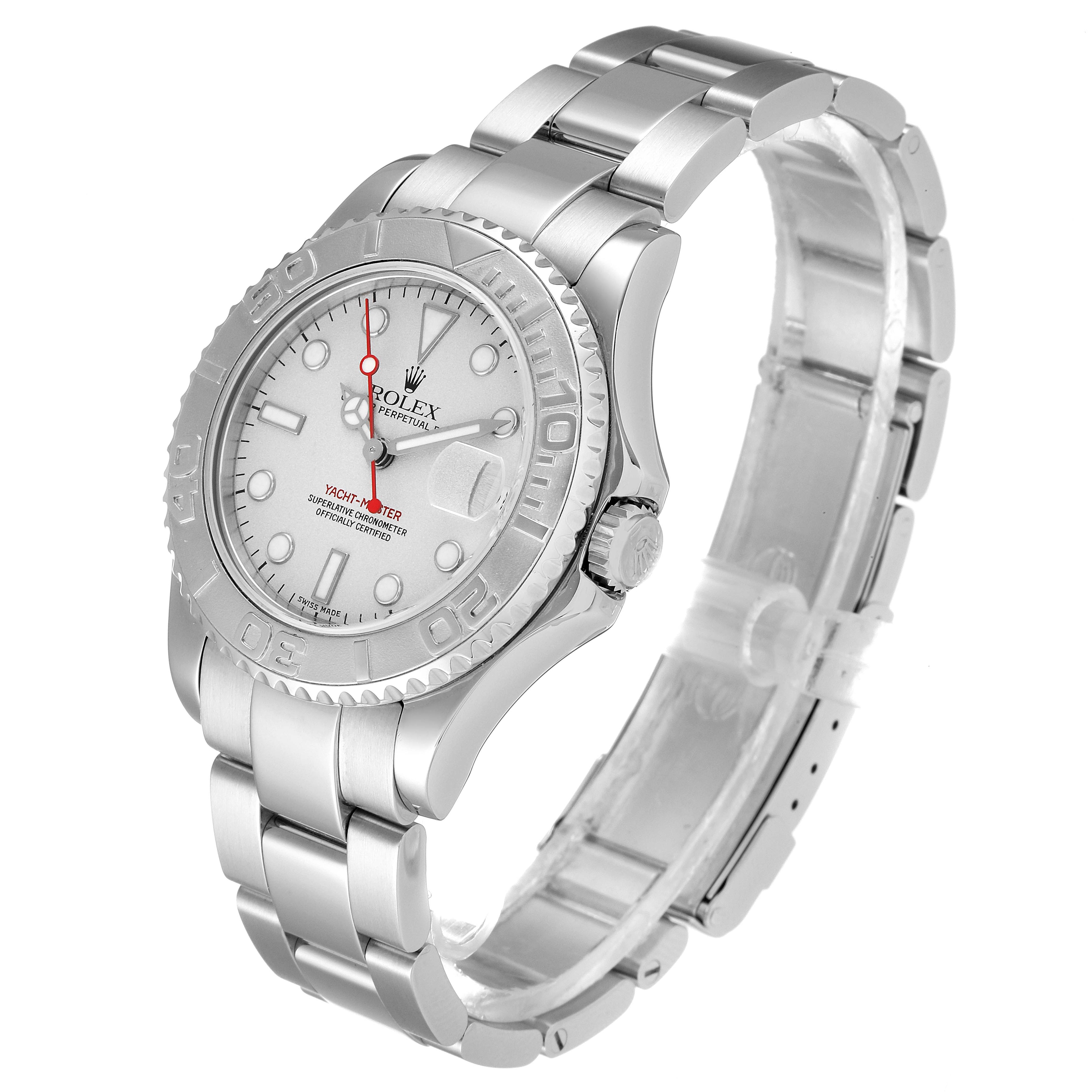 Rolex Yachtmaster 35mm Midsize Steel Platinum Mens Watch 168622 Box Card