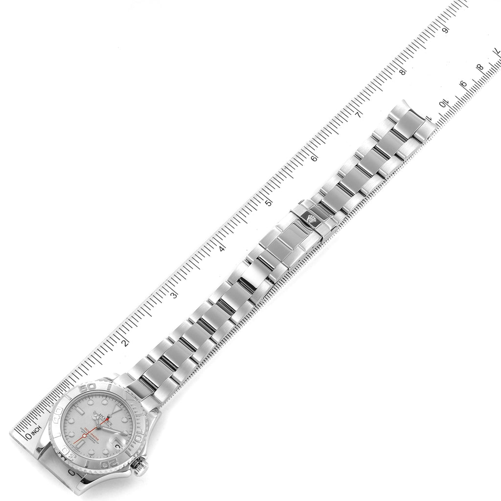 Rolex Yachtmaster 35mm Midsize Steel Platinum Mens Watch 168622 Box Card