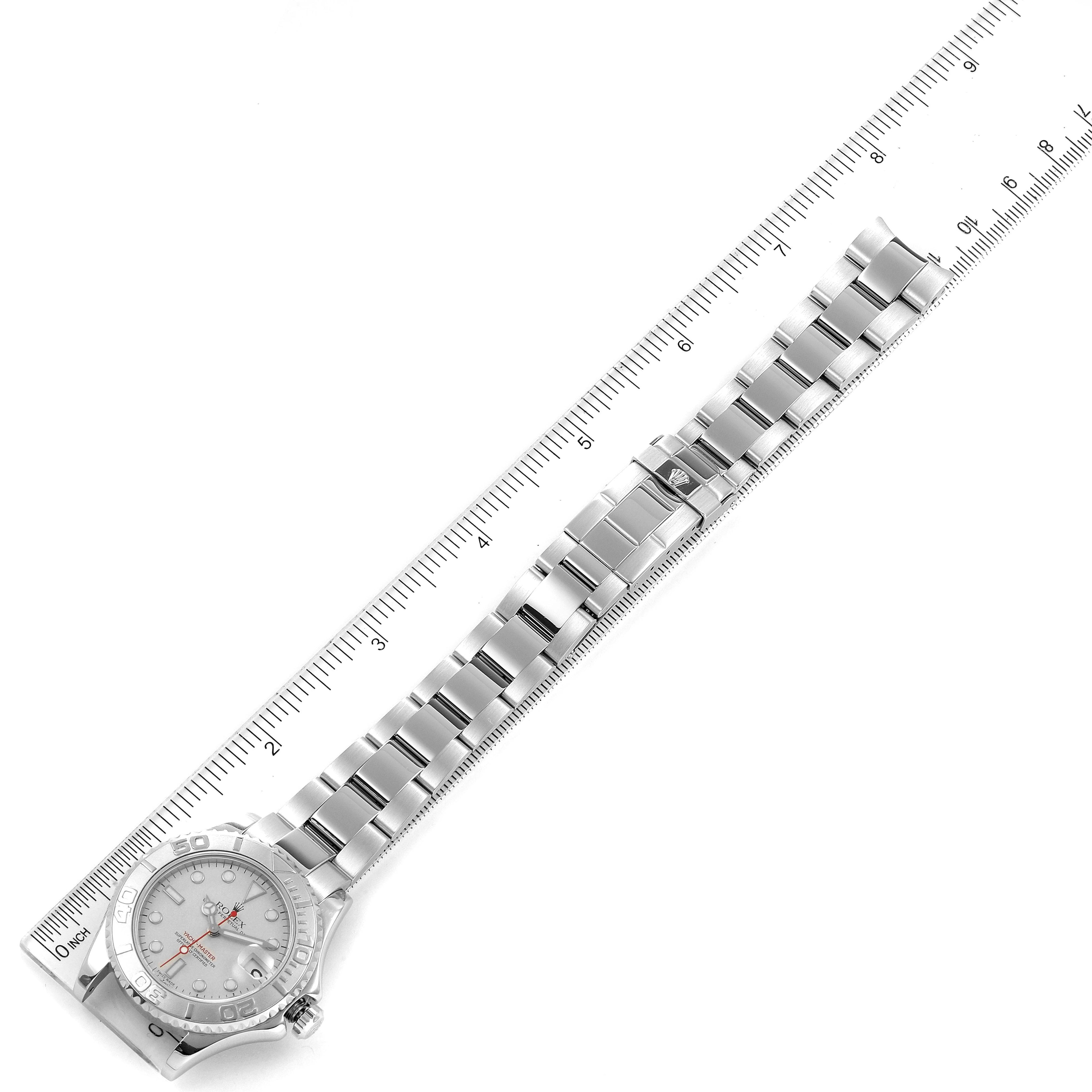 Rolex Yachtmaster 35mm Midsize Steel Platinum Mens Watch 168622 Box Card