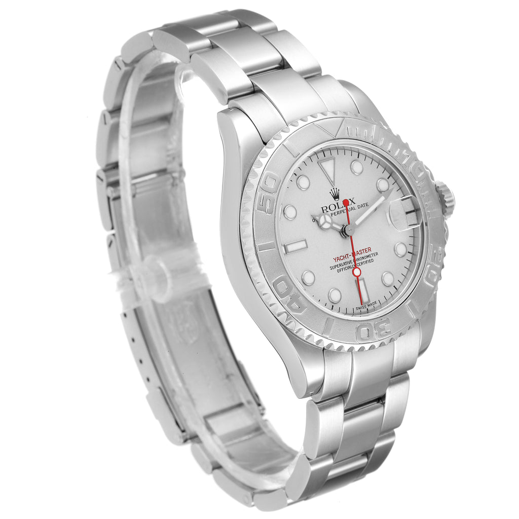 Rolex Yachtmaster 35mm Midsize Steel Platinum Mens Watch 168622 Box Card