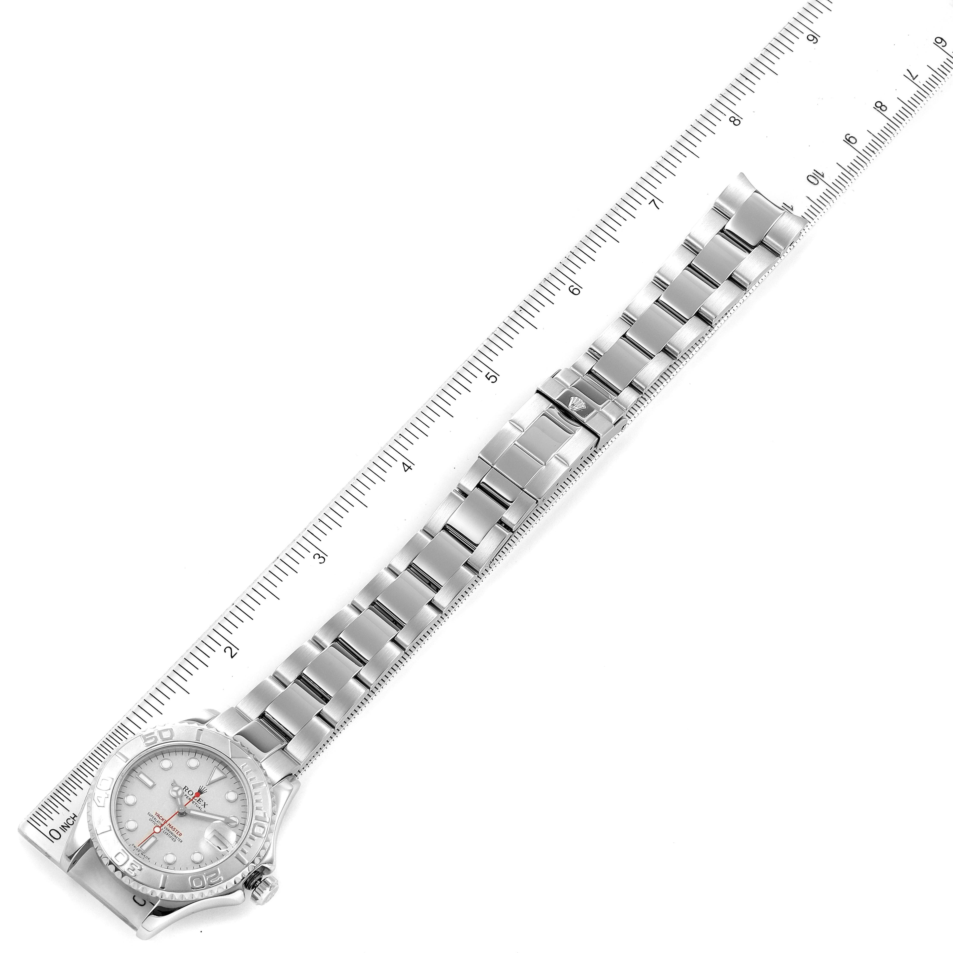 Rolex Yachtmaster 35mm Midsize Steel Platinum Mens Watch 168622 Box Papers