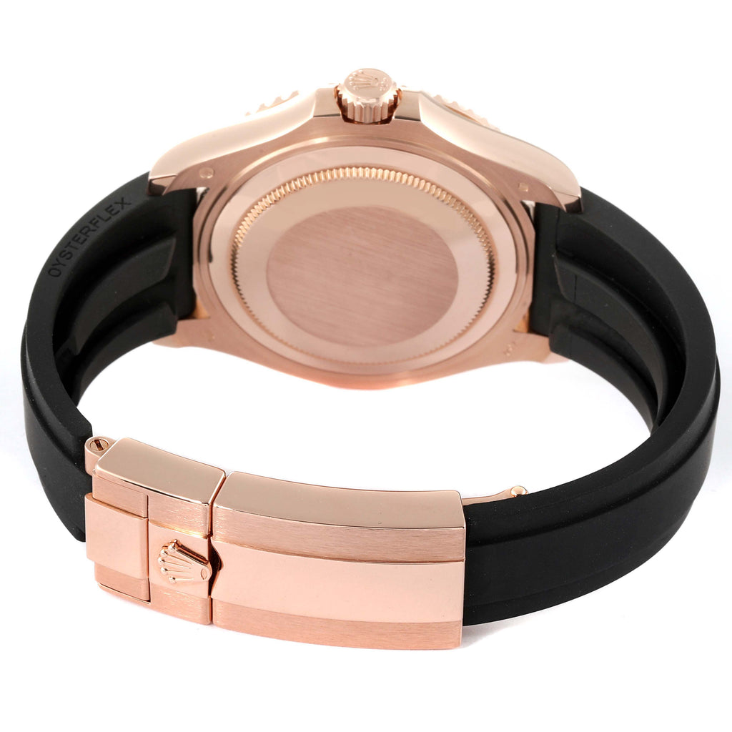 Rolex Yachtmaster 37 Rose Gold Rubber Strap Mens Watch 268655 Box Card