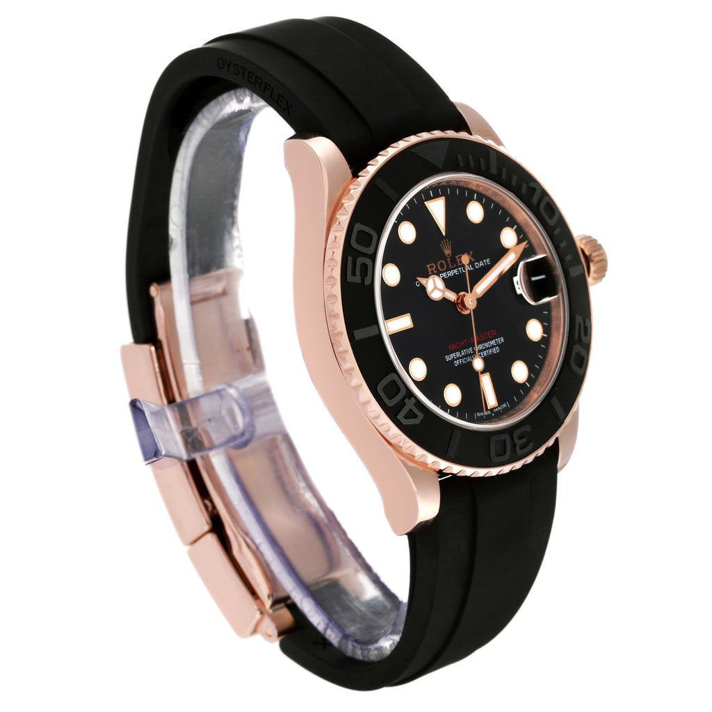Rolex Yachtmaster 37 18K Everose Gold Rubber Strap Watch 268655 Box Card