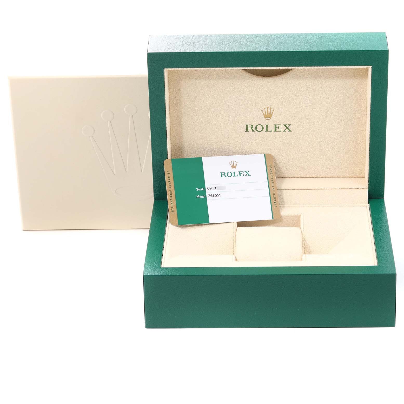 Rolex Yachtmaster 37 18K Everose Gold Rubber Strap Watch 268655 Box Card