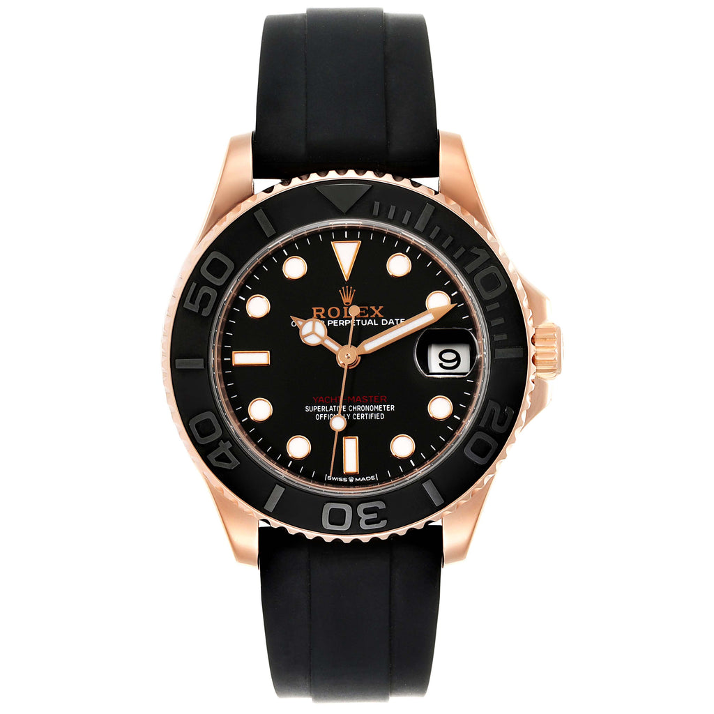 Rolex Yachtmaster 37 18K Everose Gold Rubber Strap Watch 268655 Unworn