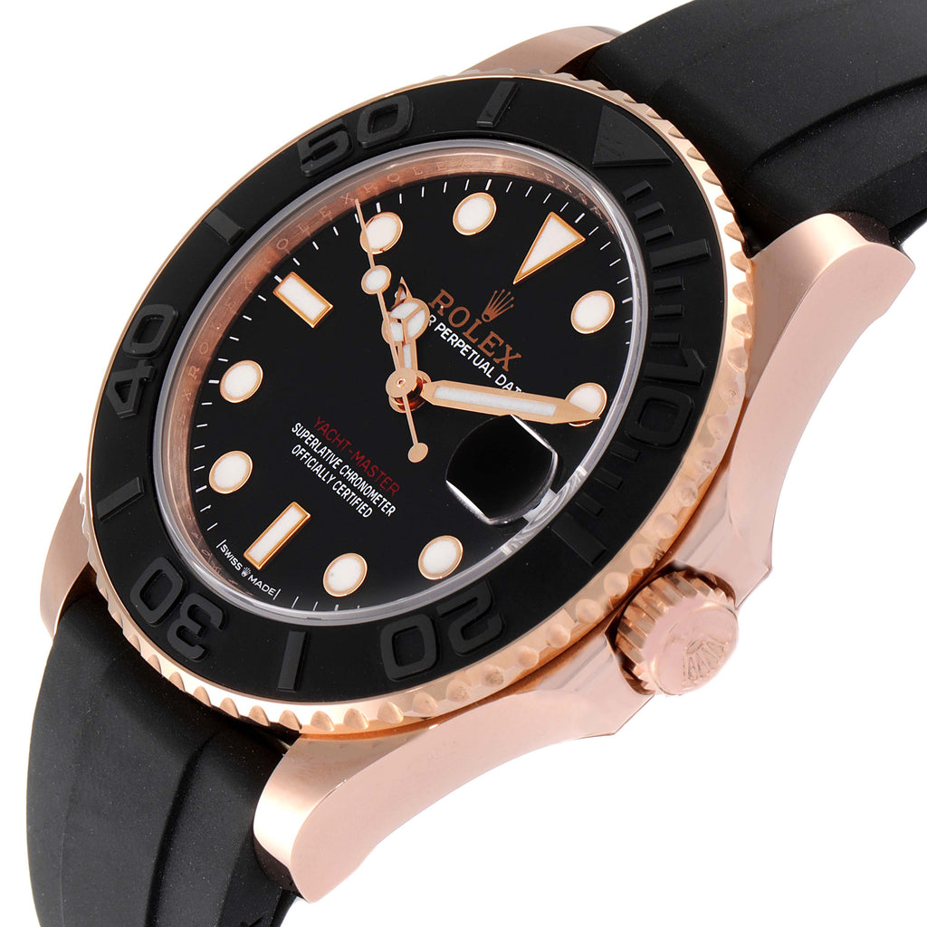 Rolex Yachtmaster 37 18K Everose Gold Rubber Strap Watch 268655 Unworn