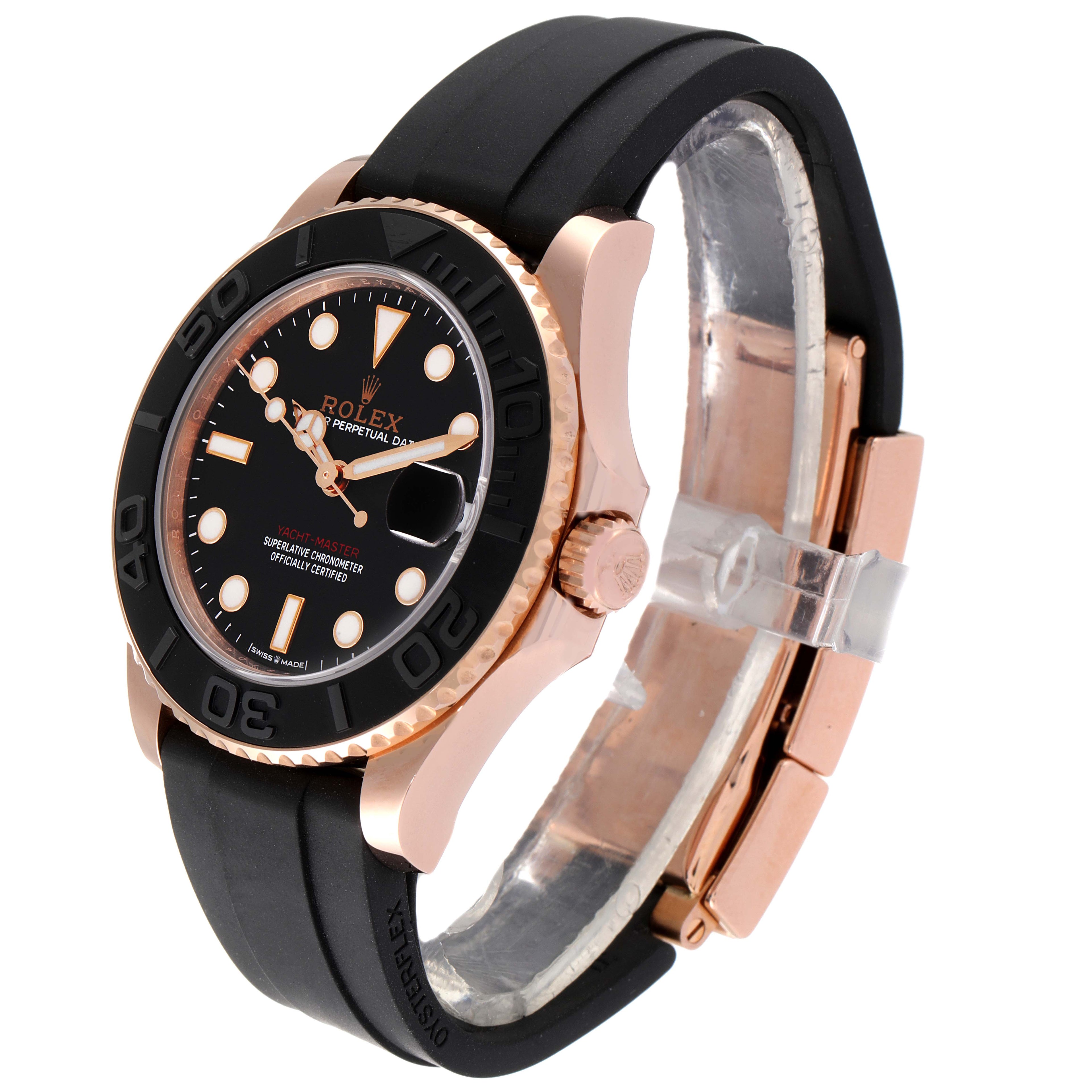 Rolex Yachtmaster 37 18K Everose Gold Rubber Strap Watch 268655 Unworn