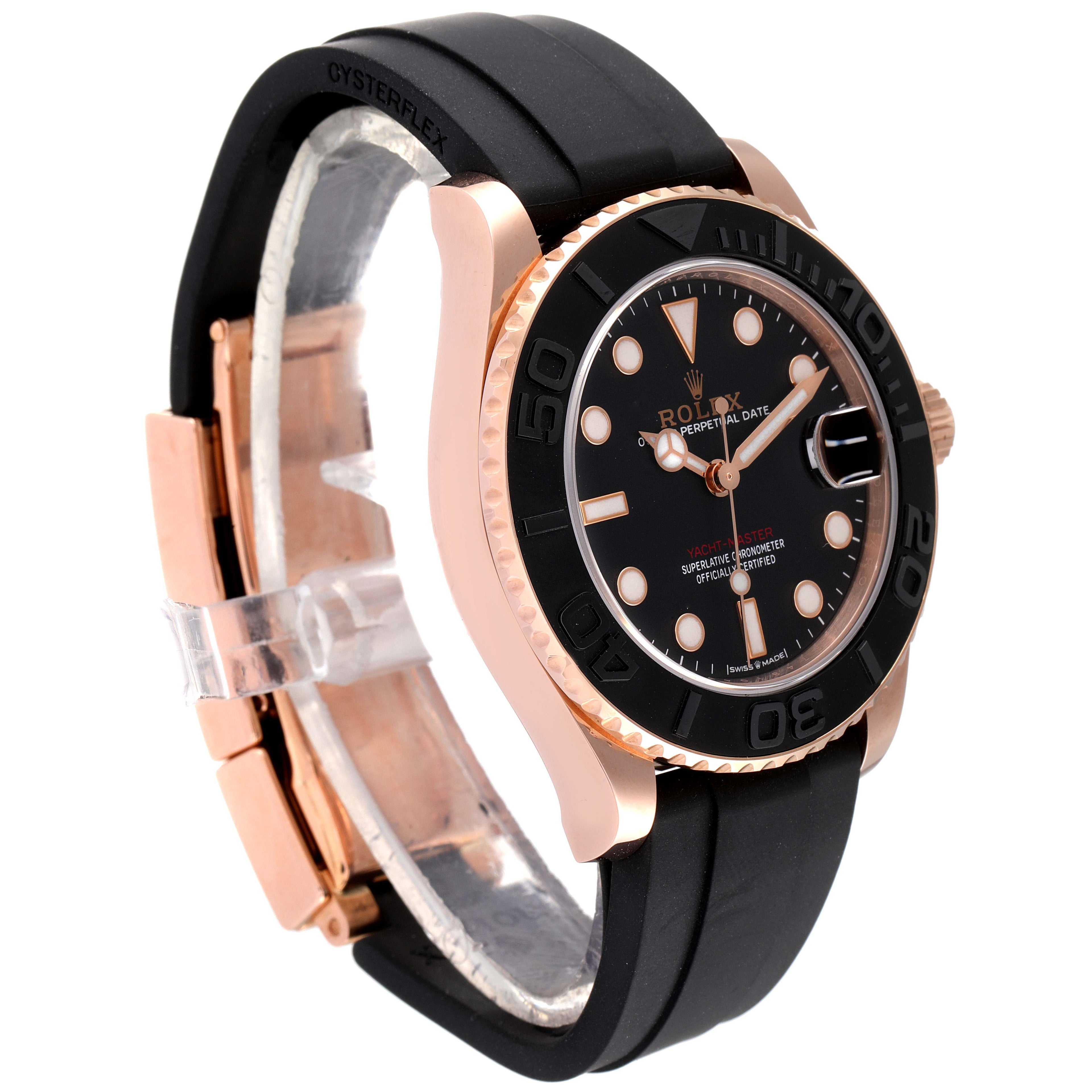 Rolex Yachtmaster 37 18K Everose Gold Rubber Strap Watch 268655 Unworn