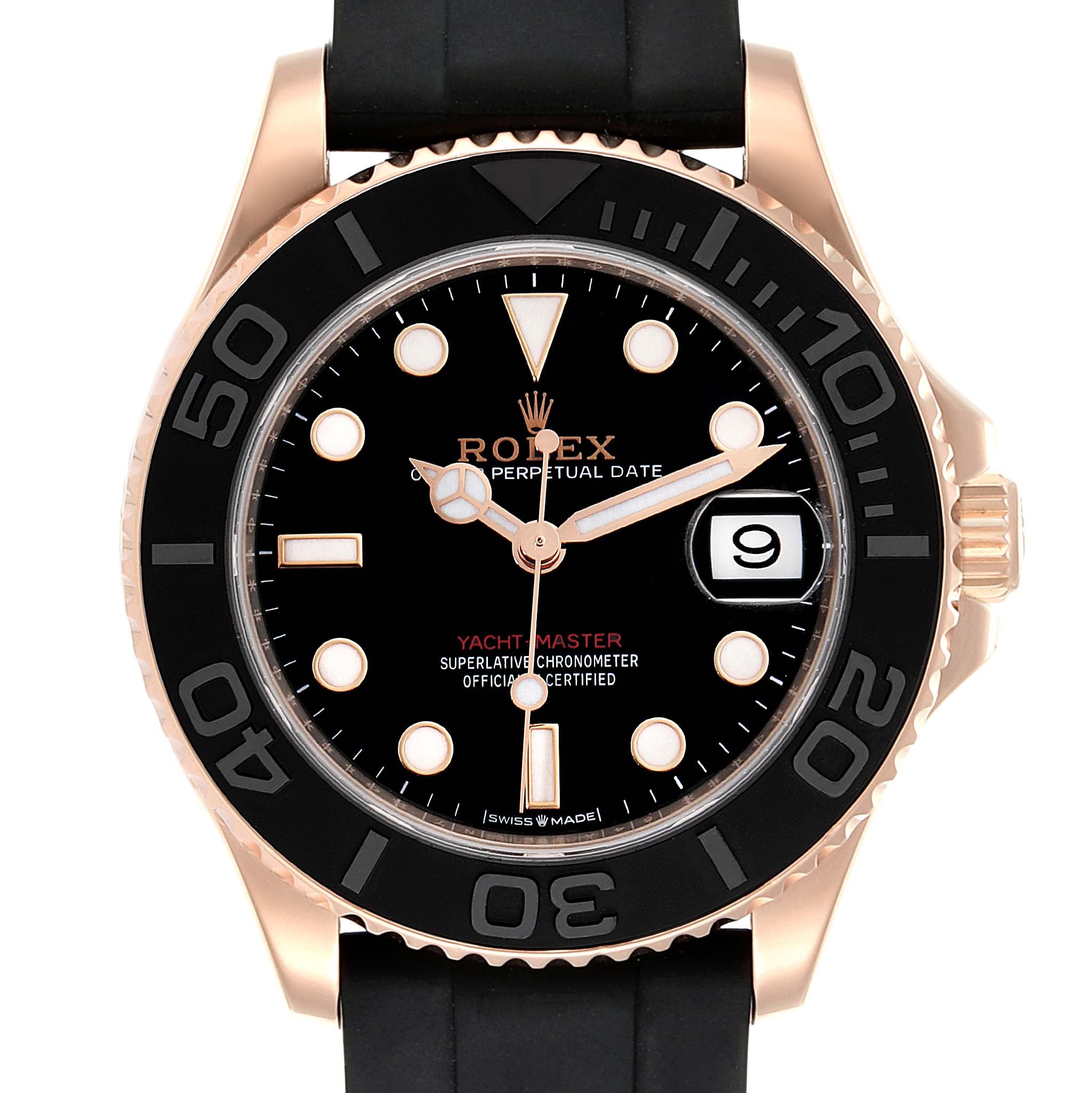 Rolex Yachtmaster 37 18K Rose Gold Oysterflex Watch 268655 Unworn