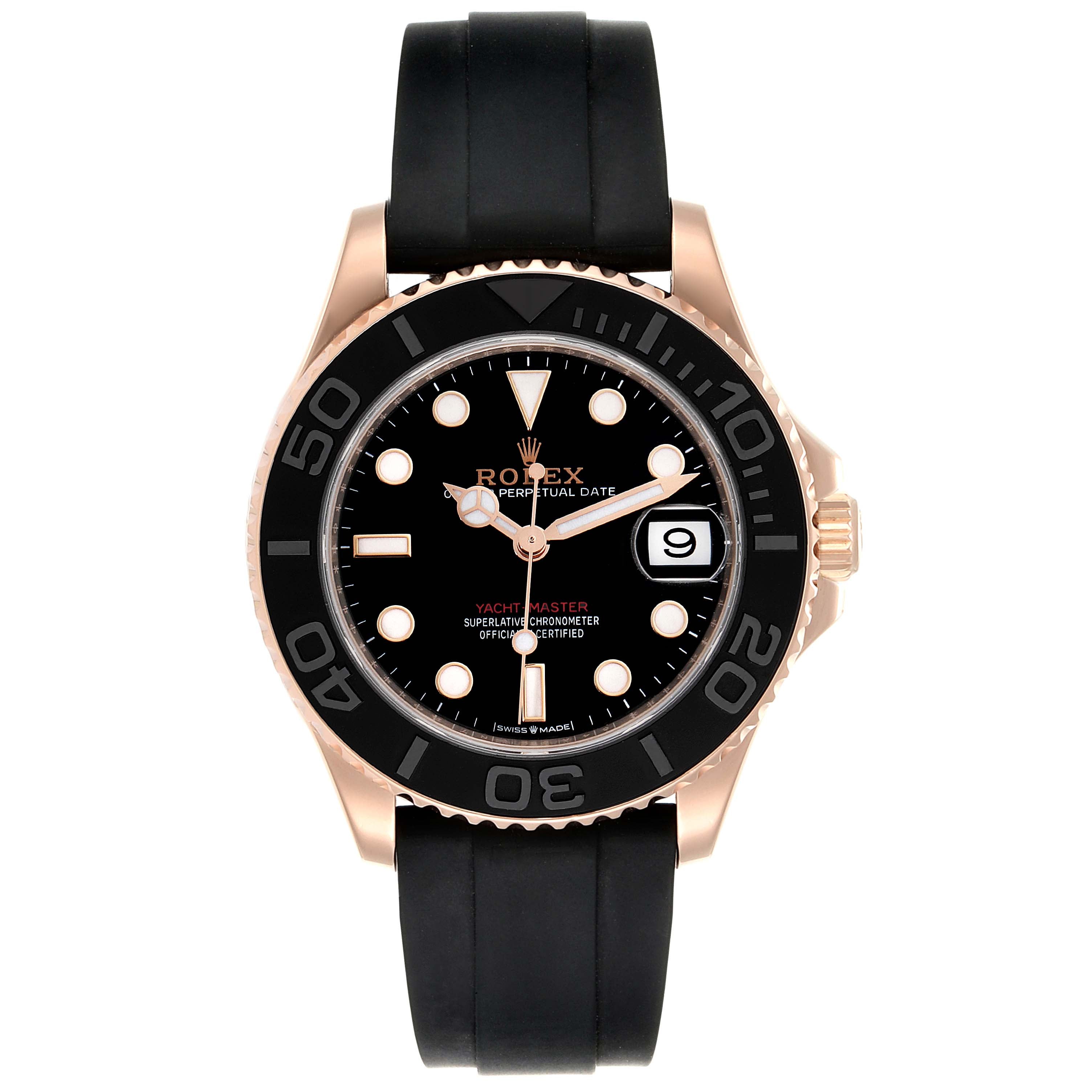 Rolex Yachtmaster 37 18K Rose Gold Oysterflex Watch 268655 Unworn