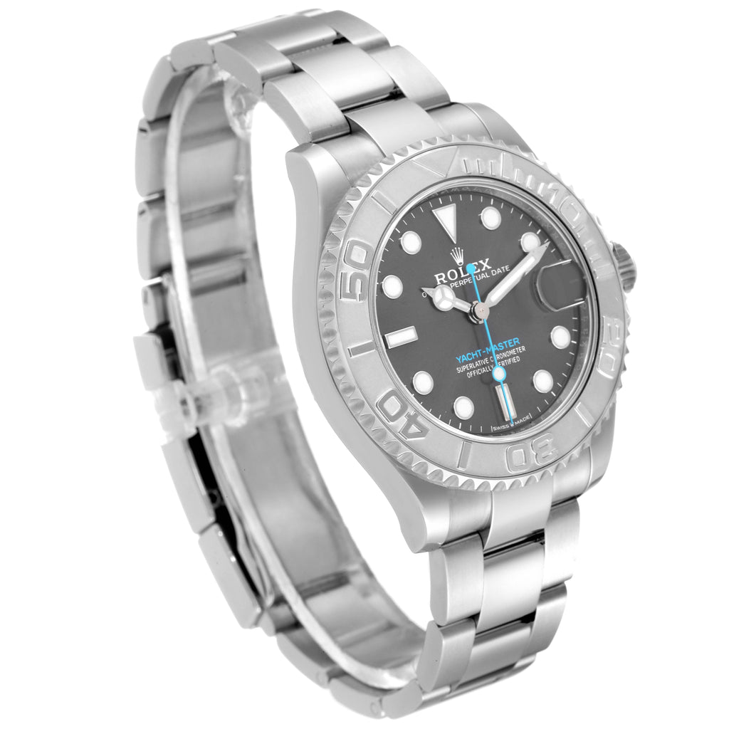 Rolex Yachtmaster 37 Midsize Steel Platinum Mens Watch 268622 Box Card
