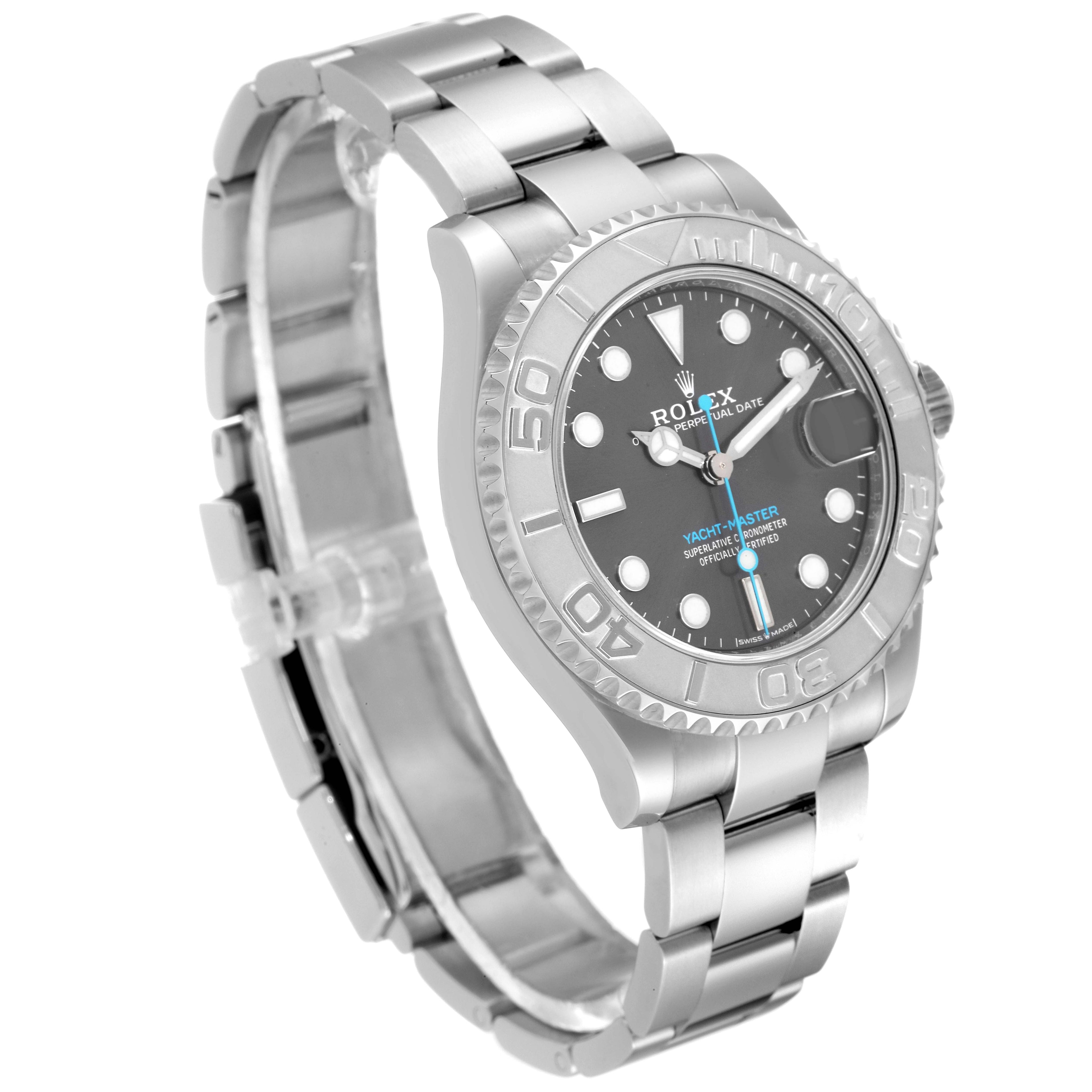 Rolex Yachtmaster 37 Midsize Steel Platinum Mens Watch 268622 Box Card