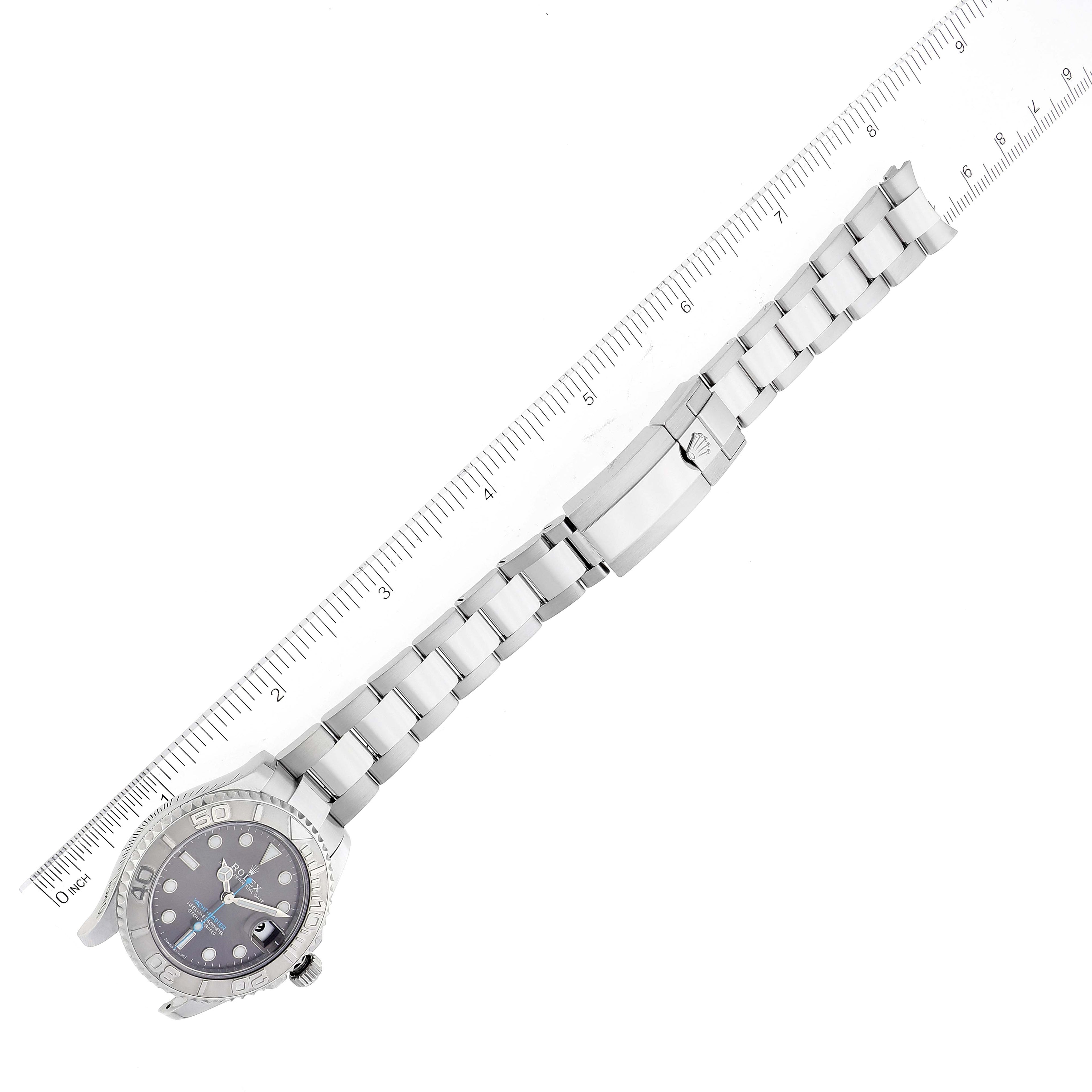 Rolex Yachtmaster 37 Midsize Steel Platinum Mens Watch 268622 Box Card