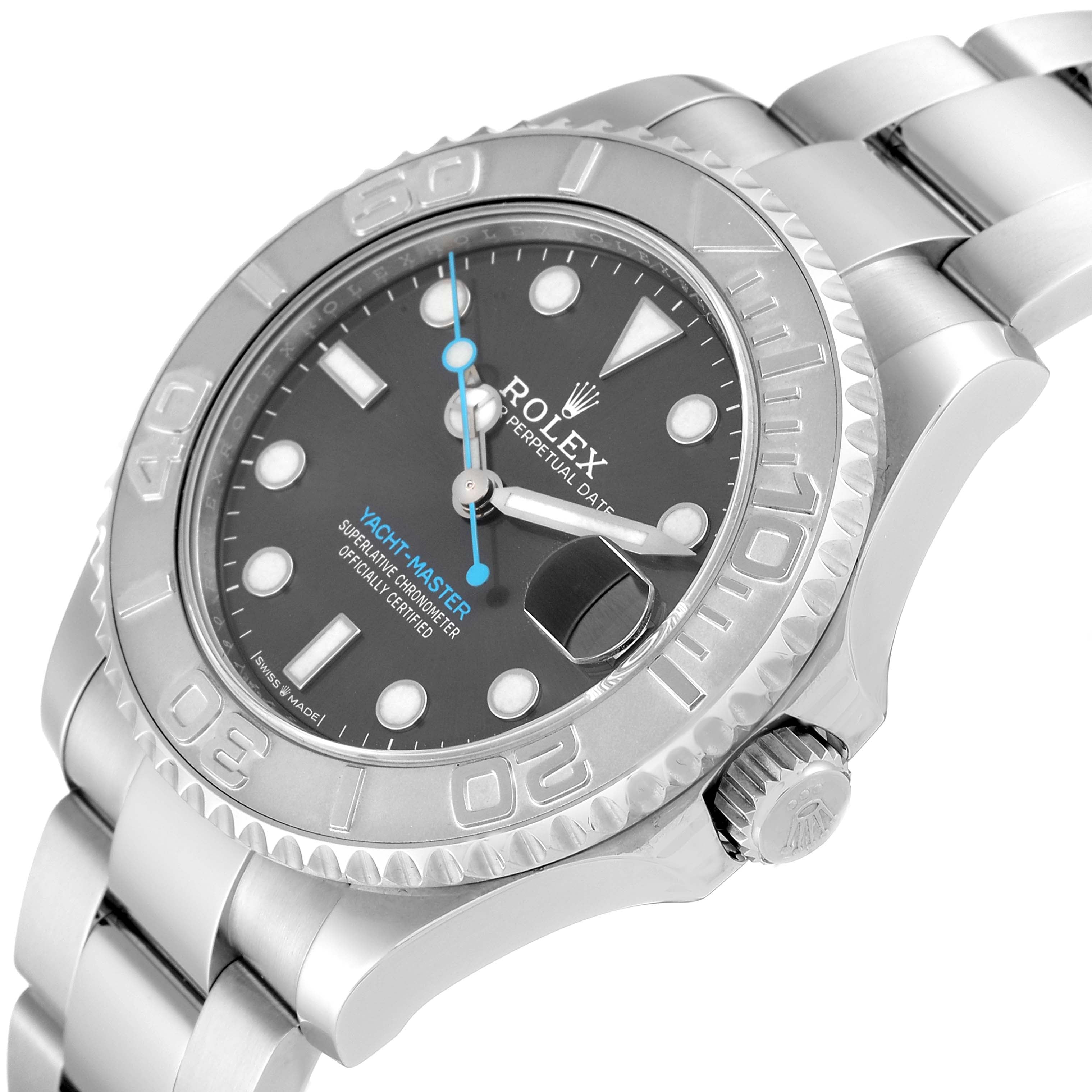 Rolex Yachtmaster 37 Midsize Steel Platinum Mens Watch 268622 Box Card