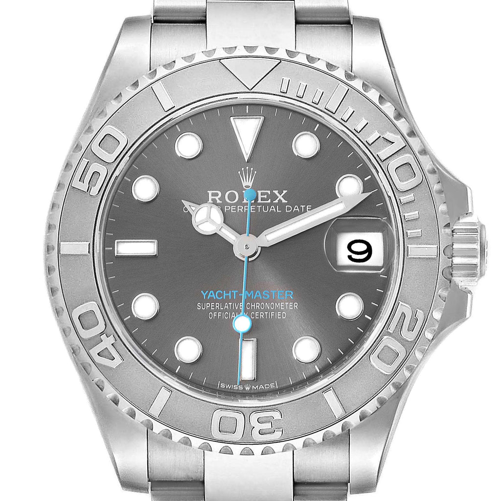 Rolex Yachtmaster 37 Midsize Steel Platinum Mens Watch 268622 Box Card