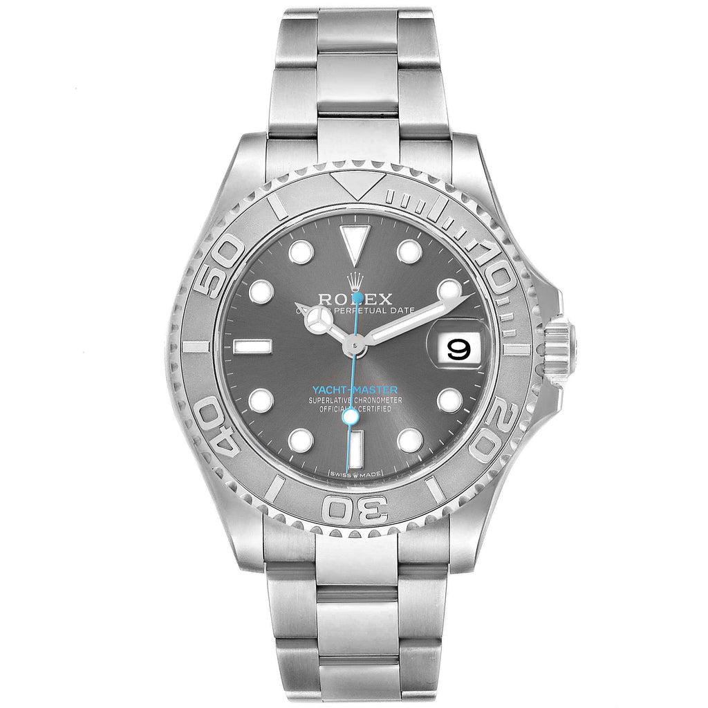 Rolex Yachtmaster 37 Midsize Steel Platinum Mens Watch 268622 Box Card