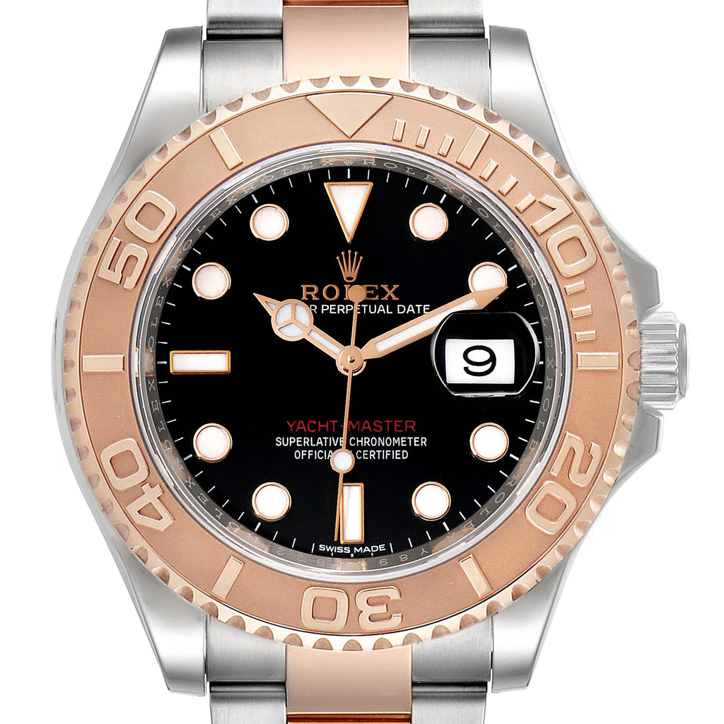 Rolex Yachtmaster 40 Everose Gold Steel Black Dial Mens Watch 116621 Unworn