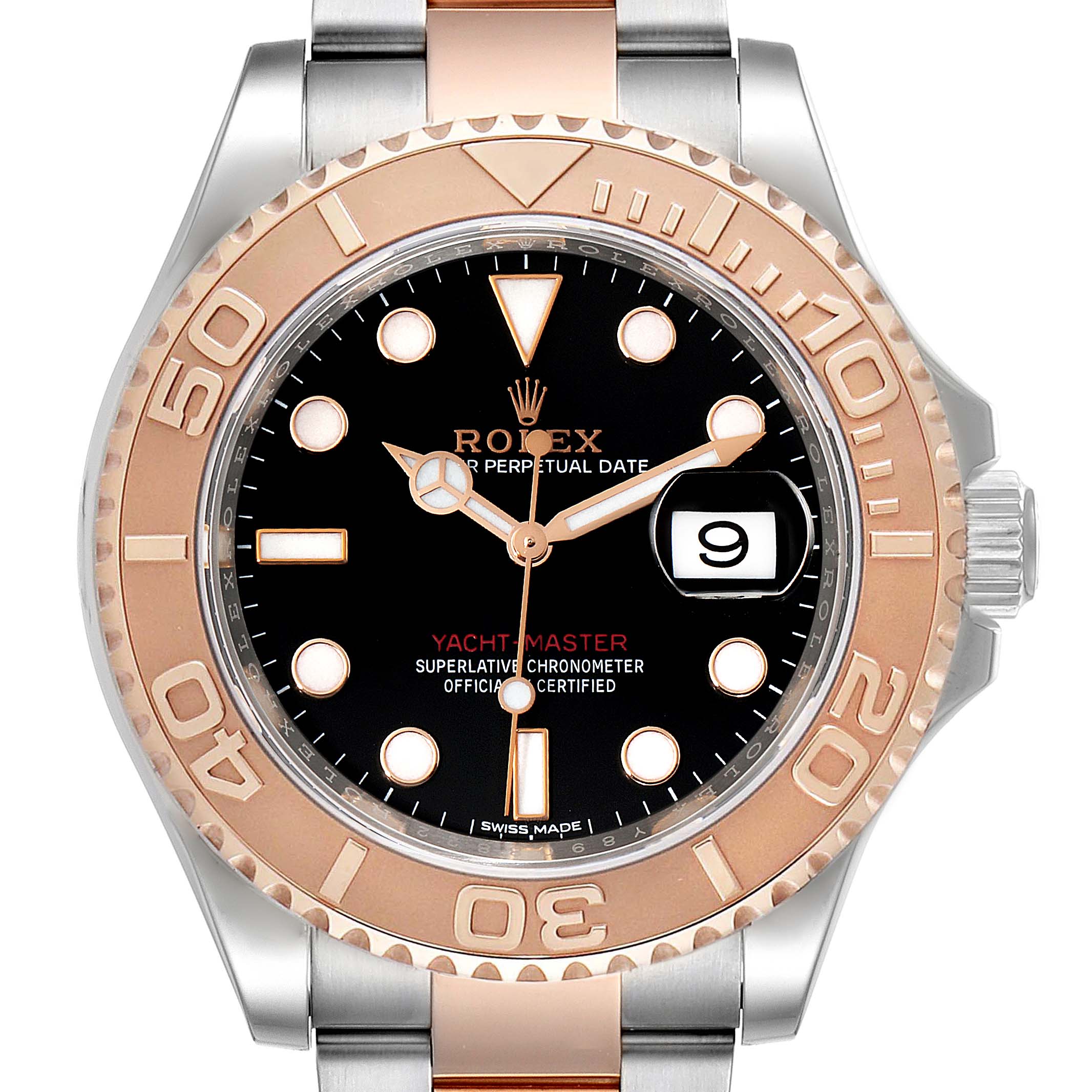 Rolex Yachtmaster 40 Everose Gold Steel Black Dial Mens Watch 116621 Unworn
