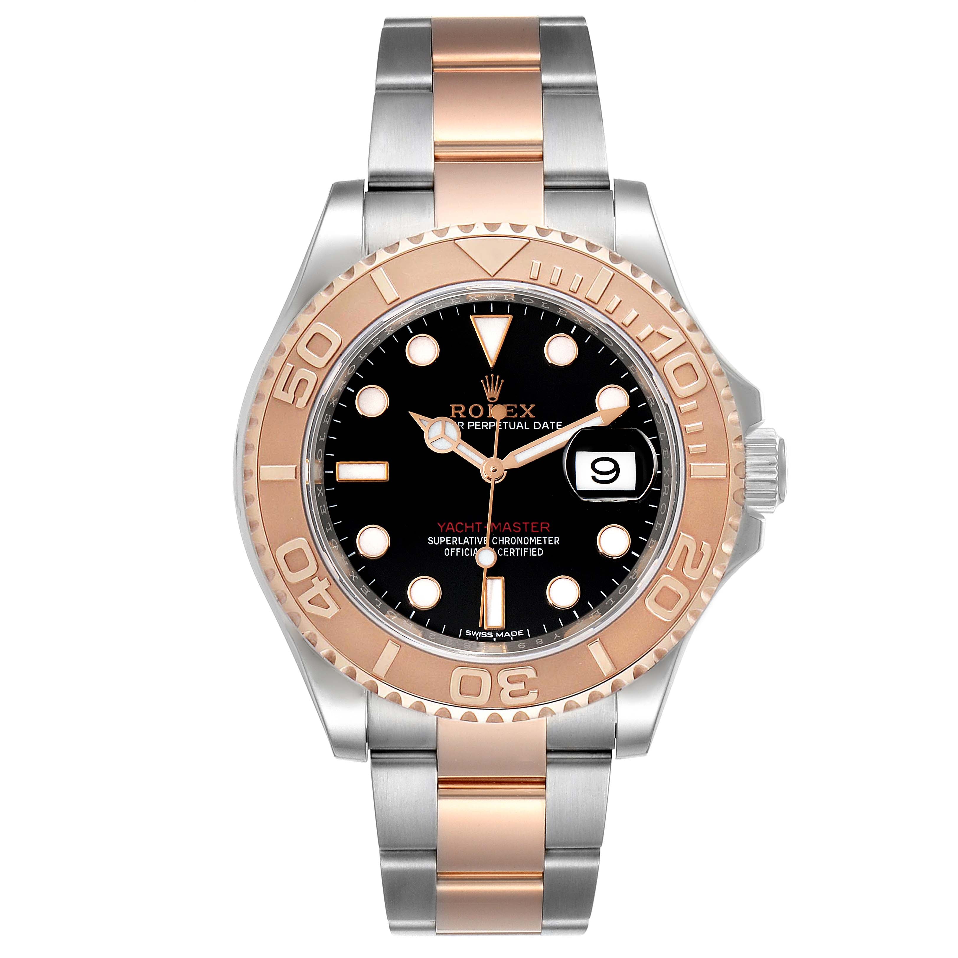 Rolex Yachtmaster 40 Everose Gold Steel Black Dial Mens Watch 116621 Unworn