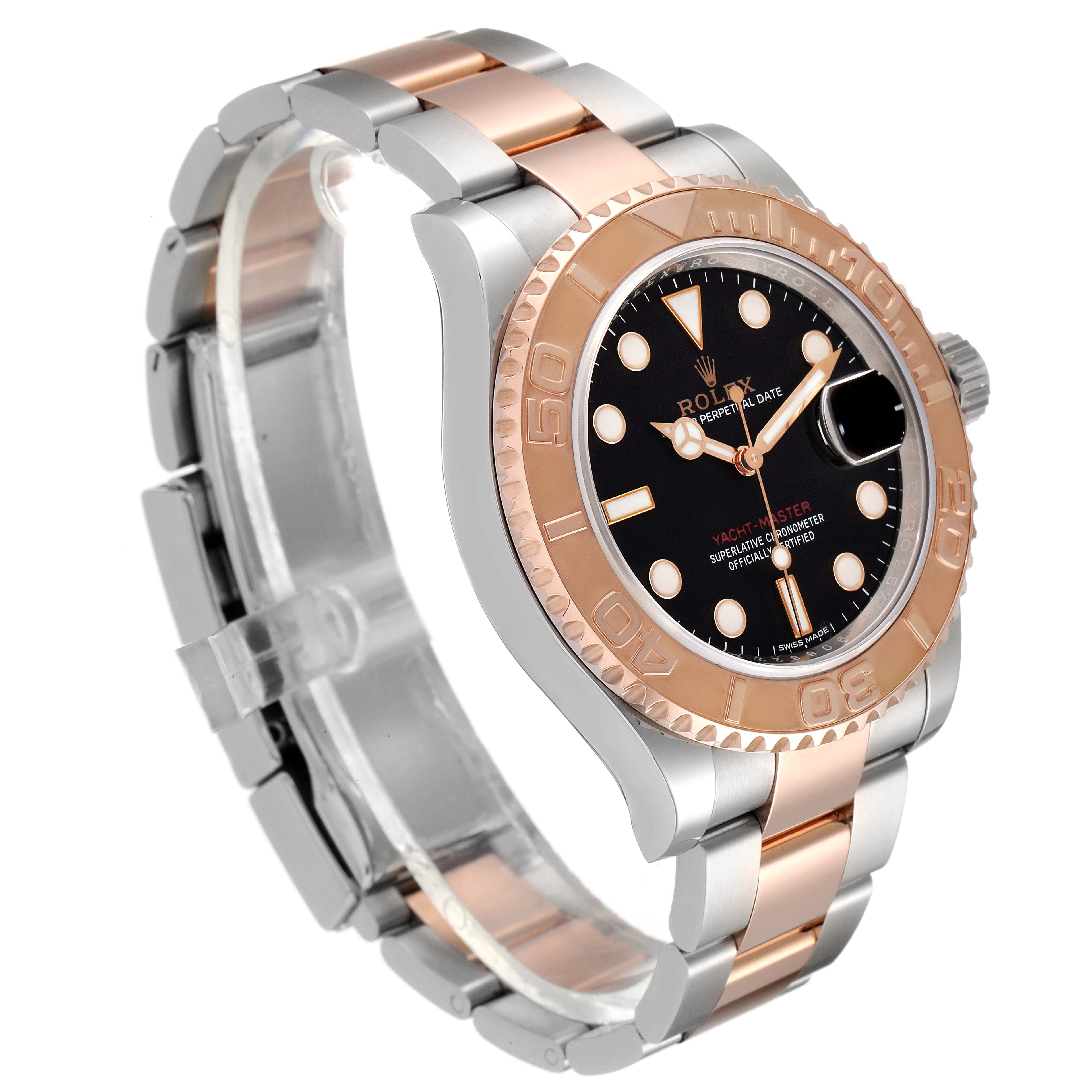 Rolex Yachtmaster 40 Everose Gold Steel Black Dial Mens Watch 116621 Unworn