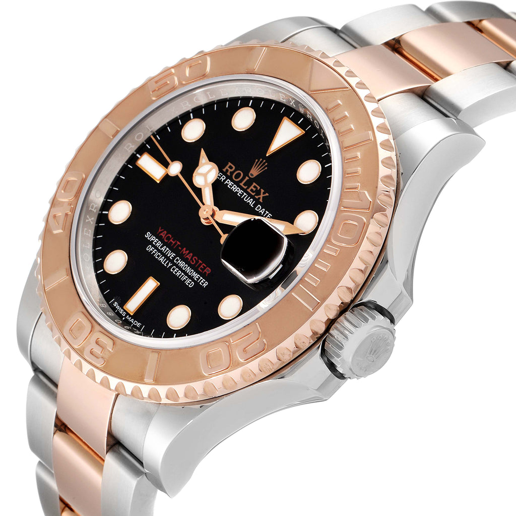 Rolex Yachtmaster 40 Everose Gold Steel Black Dial Mens Watch 116621 Unworn