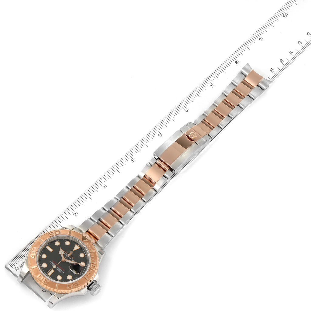 Rolex Yachtmaster Rose Gold Steel Black Dial Mens Watch 116621 Box Card
