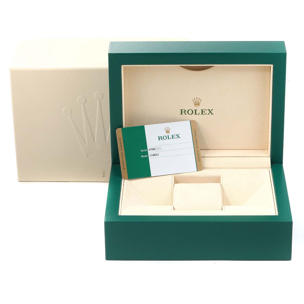 Rolex Yachtmaster Rose Gold Steel Black Dial Mens Watch 116621 Box Card