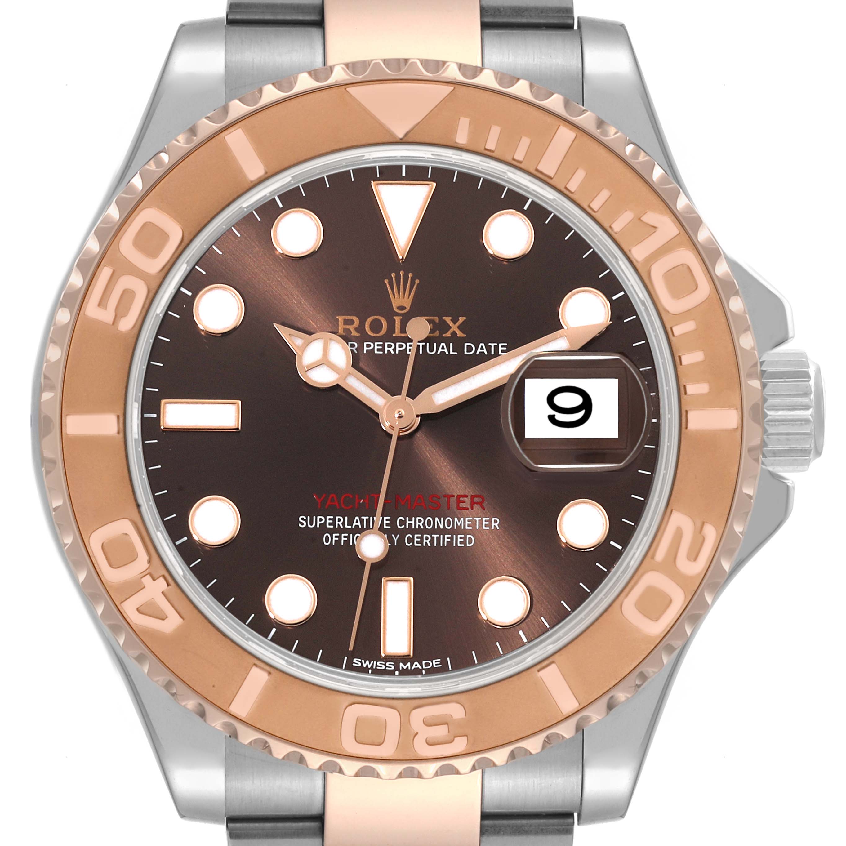 Rolex Yachtmaster 40 Everose Gold Steel Brown Dial Watch 116621 Box Card