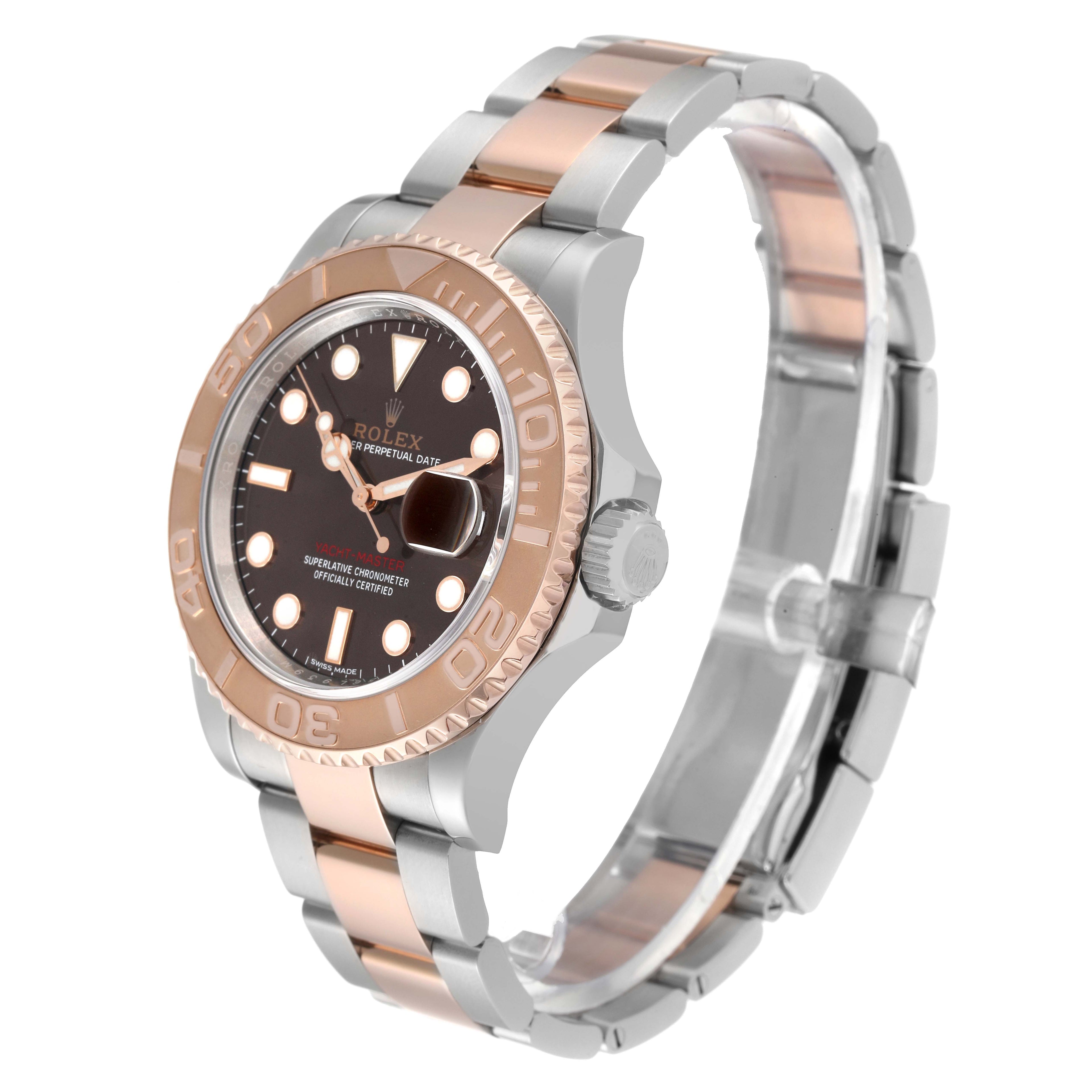 Rolex Yachtmaster 40 Everose Gold Steel Brown Dial Watch 116621 Box Card