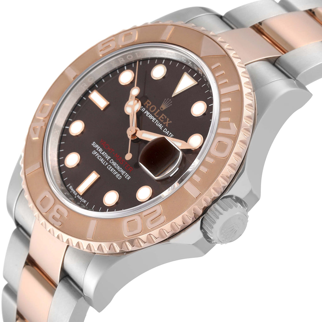 Rolex Yachtmaster 40 Everose Gold Steel Brown Dial Watch 116621 Box Card