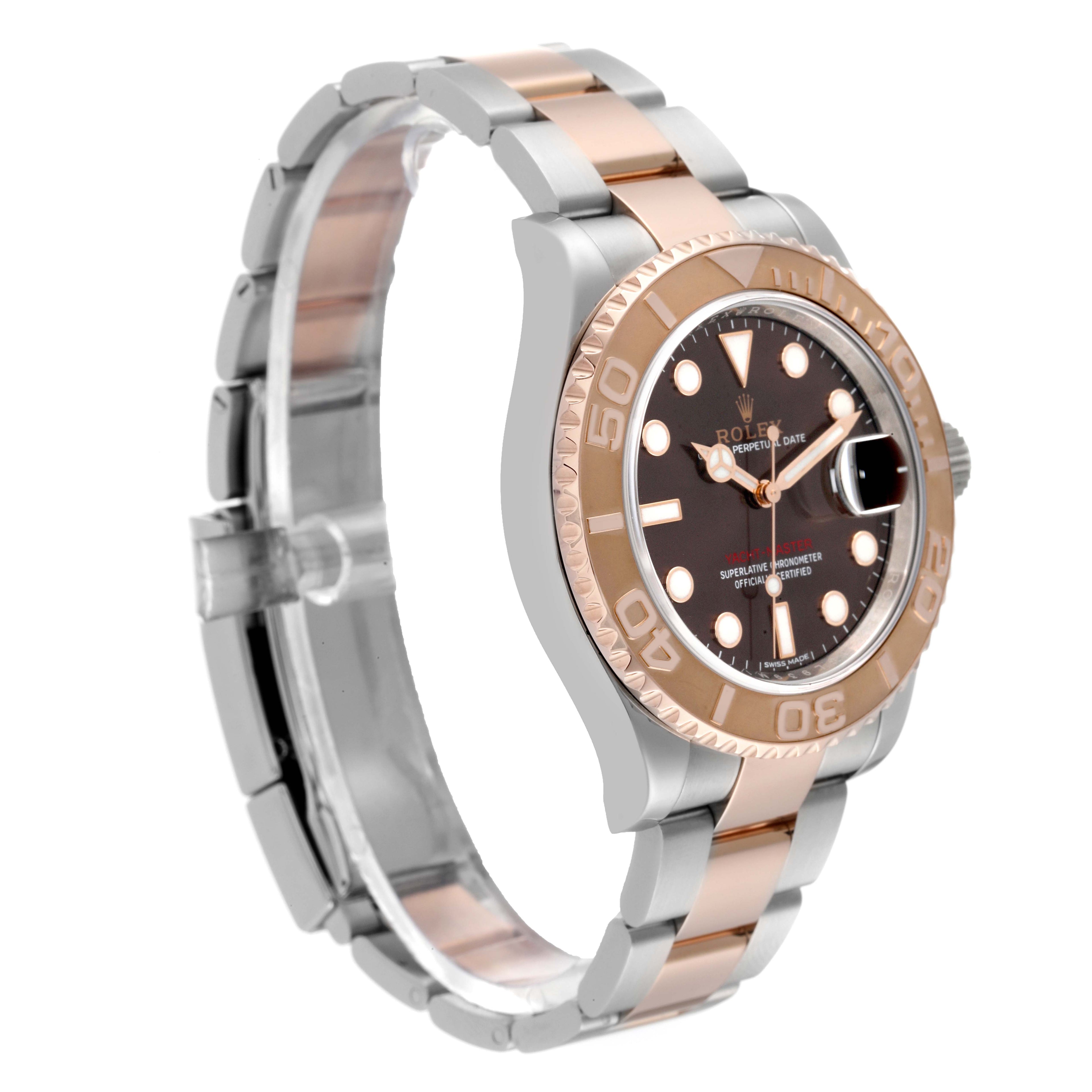 Rolex Yachtmaster 40 Everose Gold Steel Brown Dial Watch 116621 Box Card