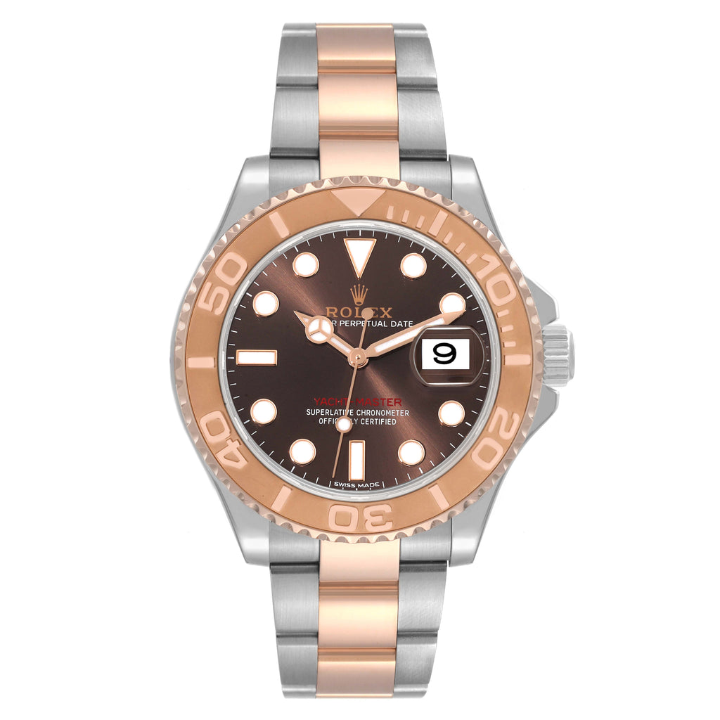 Rolex Yachtmaster 40 Everose Gold Steel Brown Dial Watch 116621 Box Card