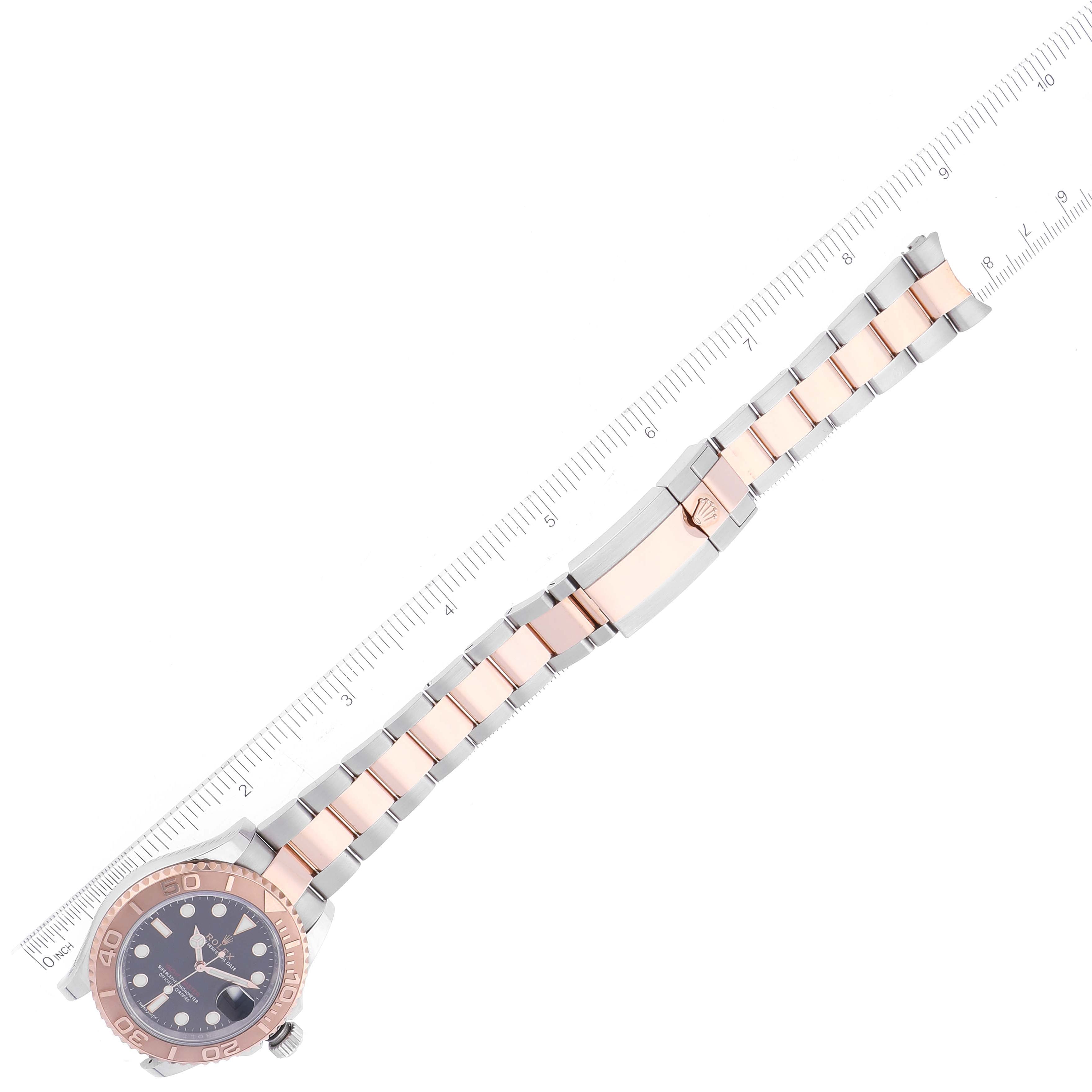 Rolex Yachtmaster 40 Rose Gold Steel Black Dial Mens Watch 116621 Box Card