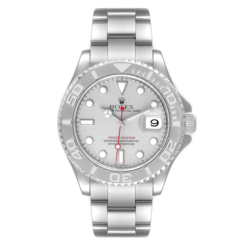 Rolex Yachtmaster 40 Steel Platinum Dial Bezel Mens Watch 16622
