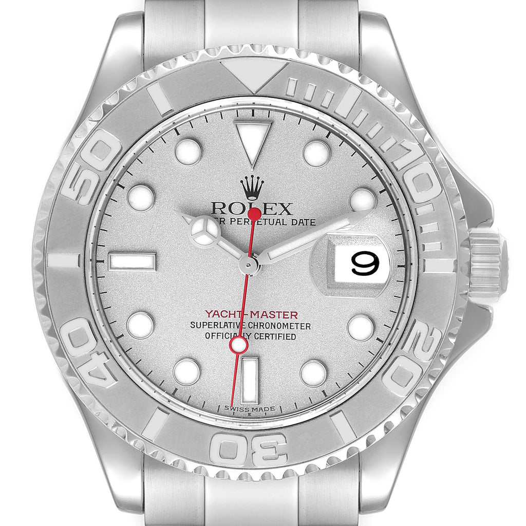 Rolex Yachtmaster 40 Steel Platinum Dial Bezel Mens Watch 16622