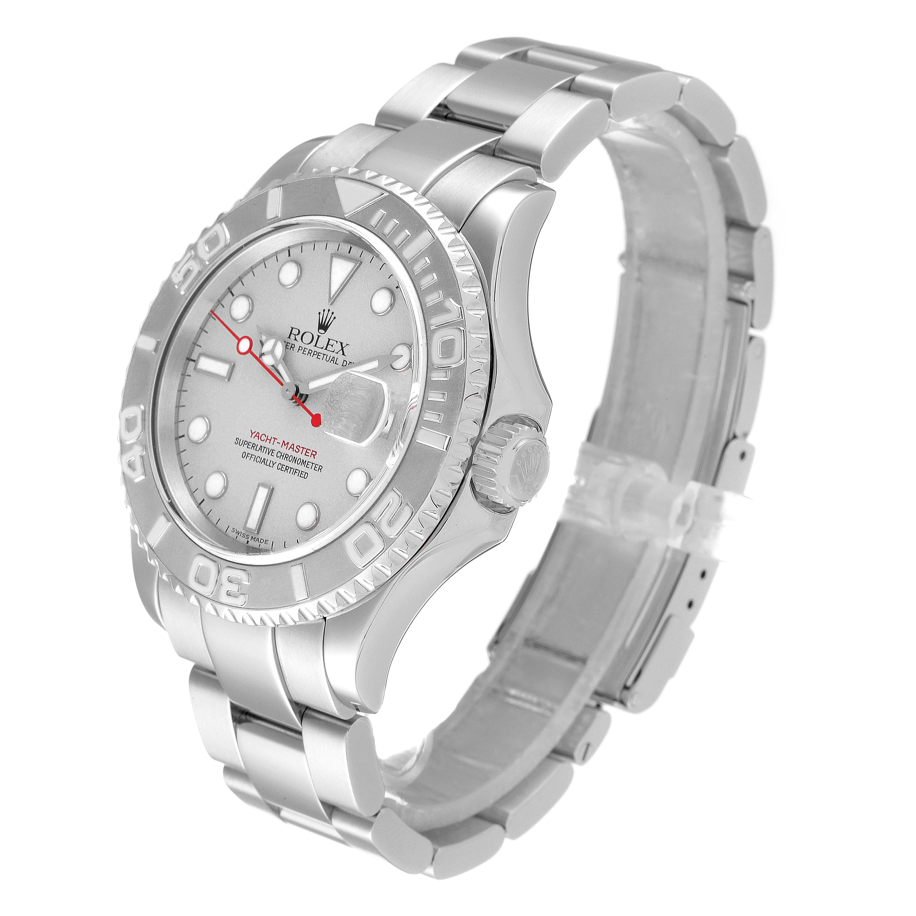Rolex Yachtmaster 40 Steel Platinum Dial Bezel Mens Watch 16622