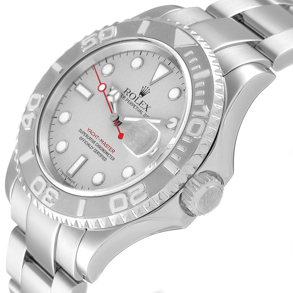 Rolex Yachtmaster 40 Steel Platinum Dial Bezel Mens Watch 16622