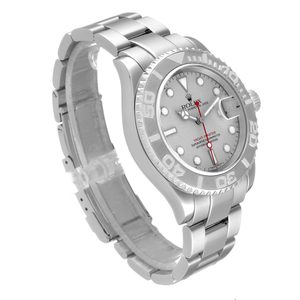 Rolex Yachtmaster 40 Steel Platinum Dial Bezel Mens Watch 16622