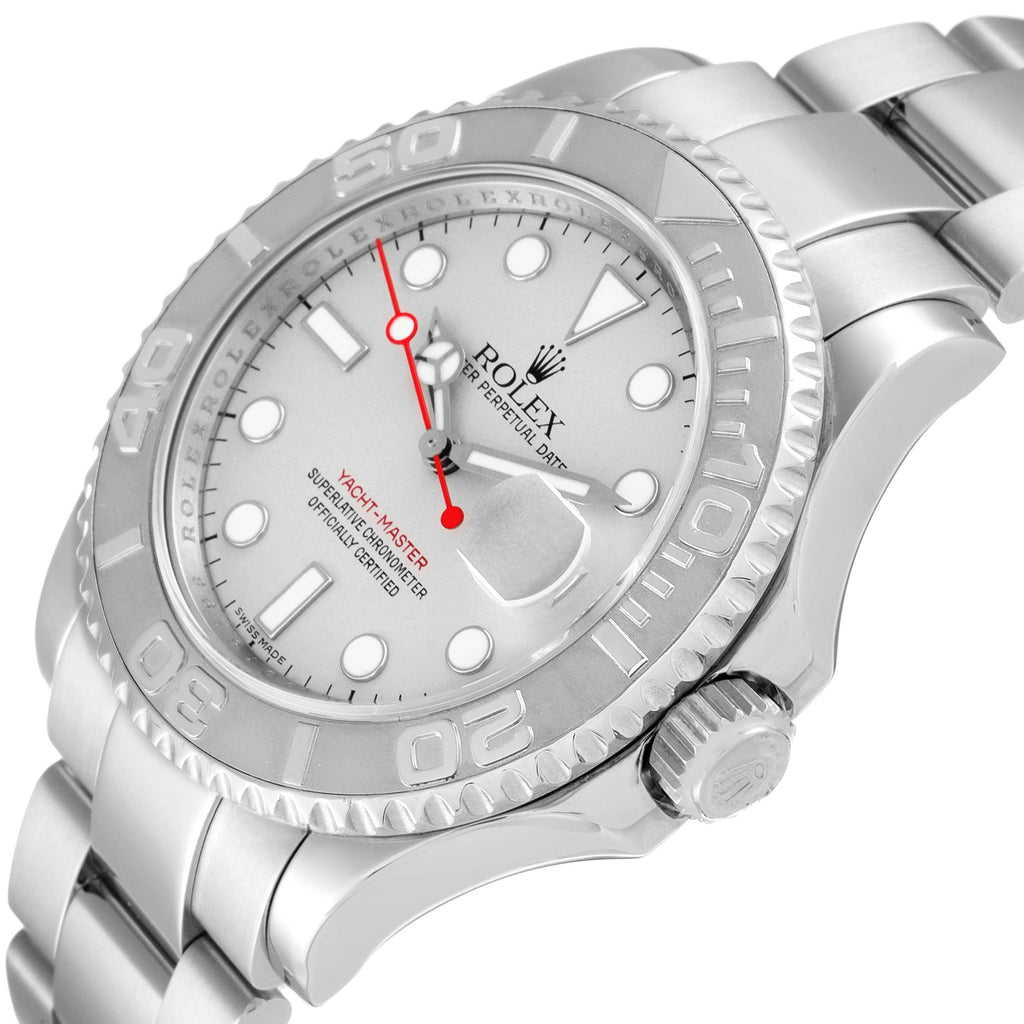 Rolex Yachtmaster 40 Steel Platinum Dial Bezel Mens Watch 16622 Box Card