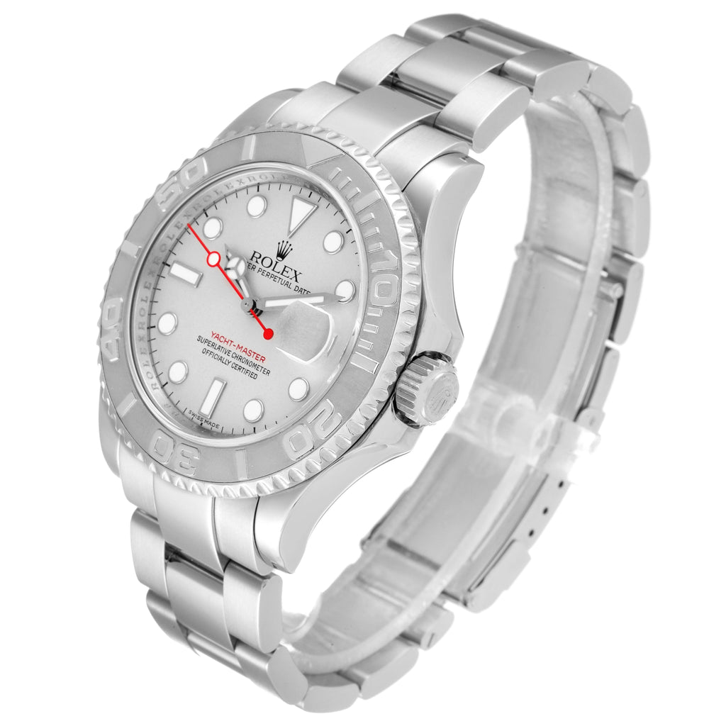 Rolex Yachtmaster 40 Steel Platinum Dial Bezel Mens Watch 16622 Box Card