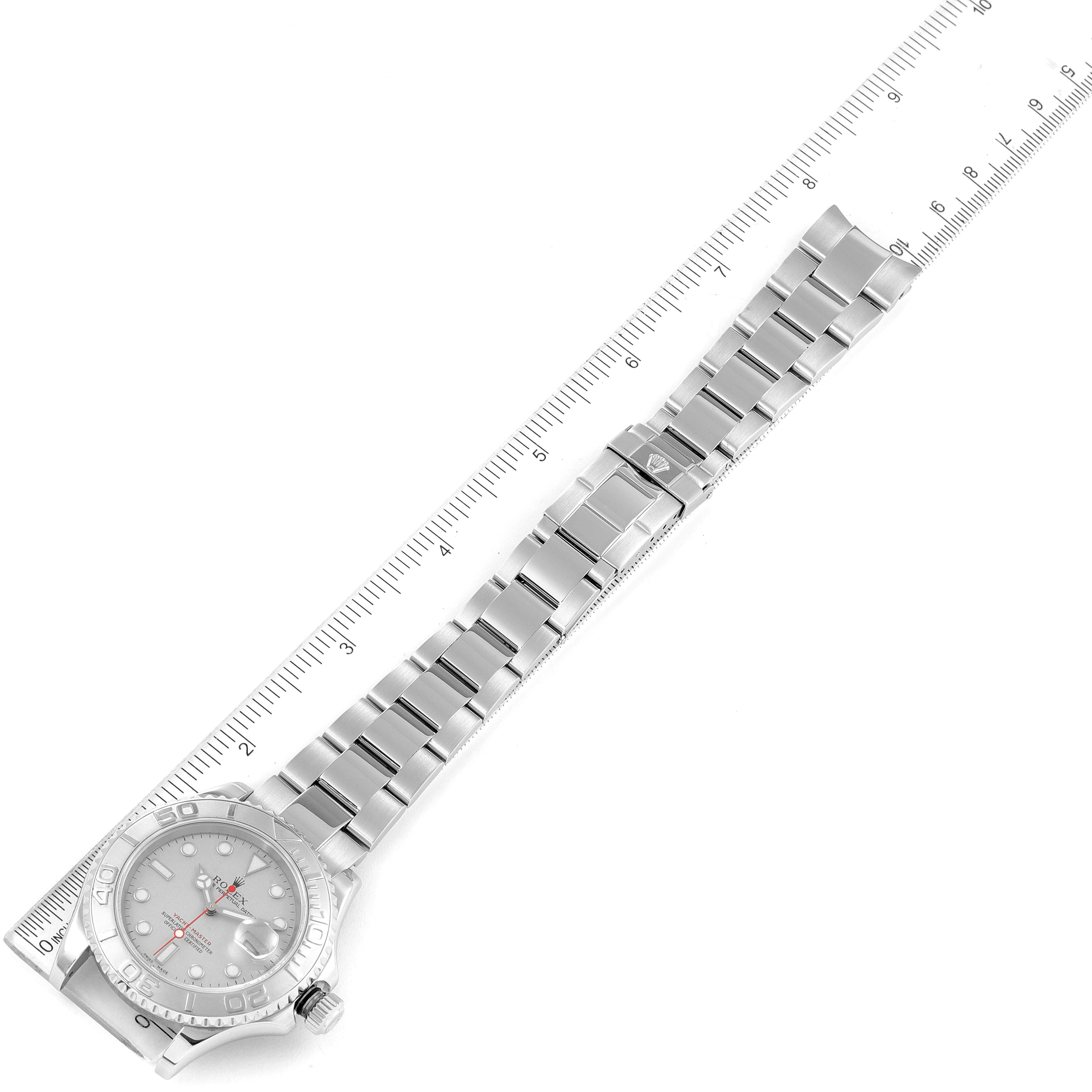 Rolex Yachtmaster 40 Steel Platinum Dial Bezel Mens Watch 16622 Box Papers